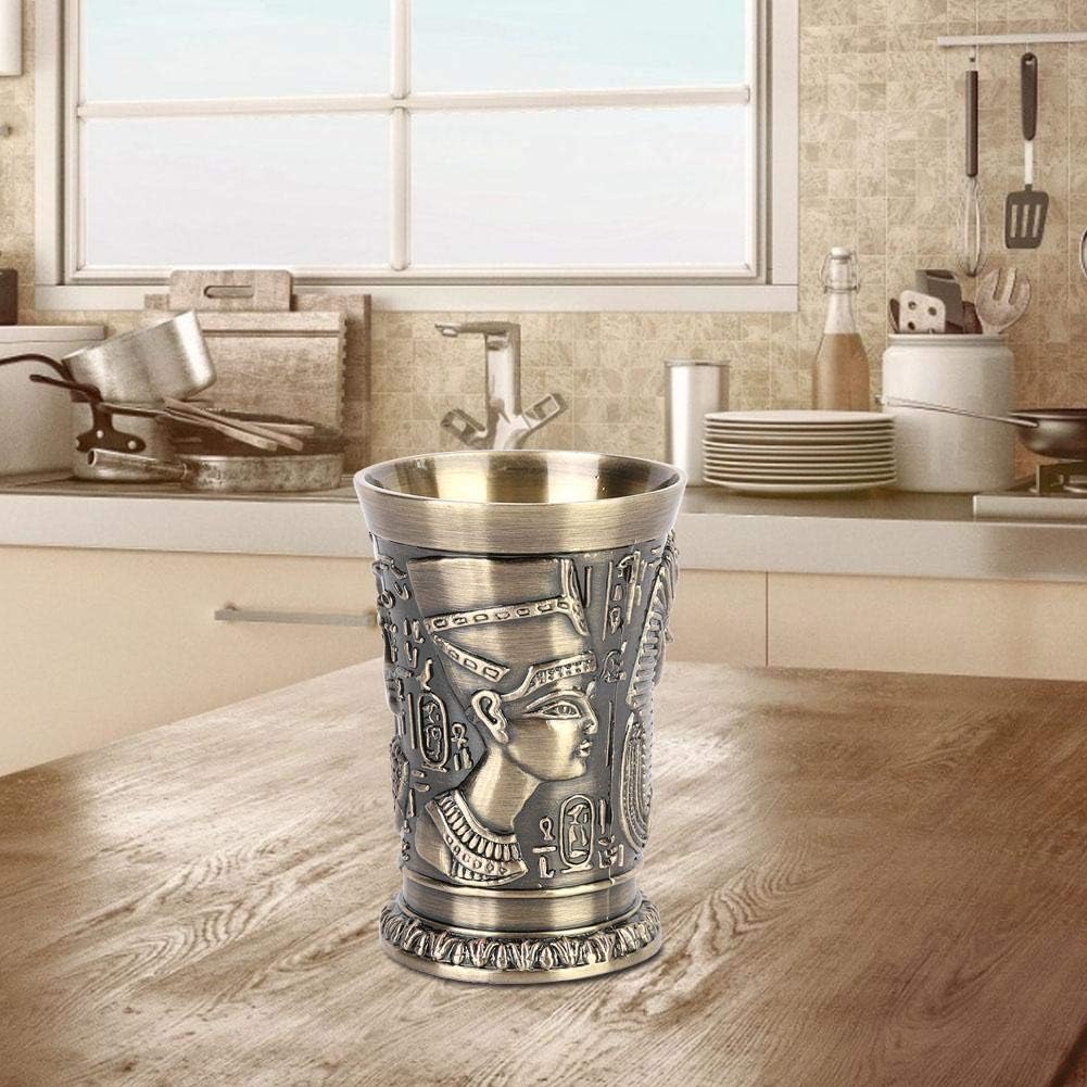 Hztyyier Vasos de chupito de metal estilo vintage Copa de vino con cuerpo de bronce verde Inserto de aleación de zinc para adornos caseros KTV Bar