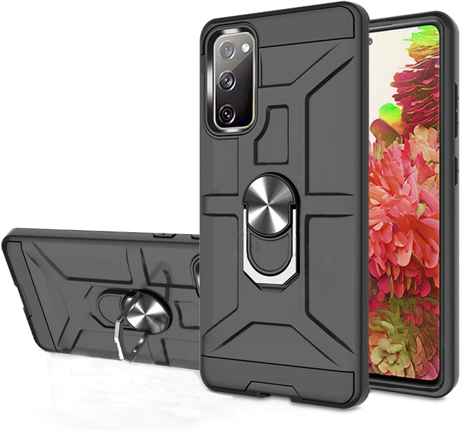Funda para Galaxy S20 Fe, de doble capa, a prueba de golpes, con soporte de anillo giratorio de 360, adecuado para Samsung Galaxy S20 Fe (negro)