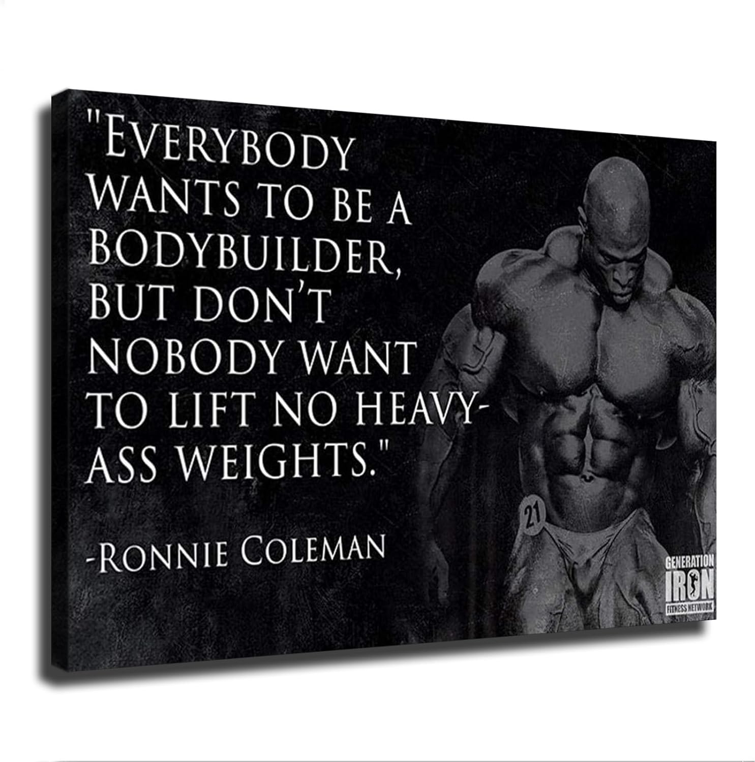 Ronnie Coleman-Póster motivacional de culturismo con cita motivacional de saludo de poder, lienzo impreso para pared, arte moderno para aula,