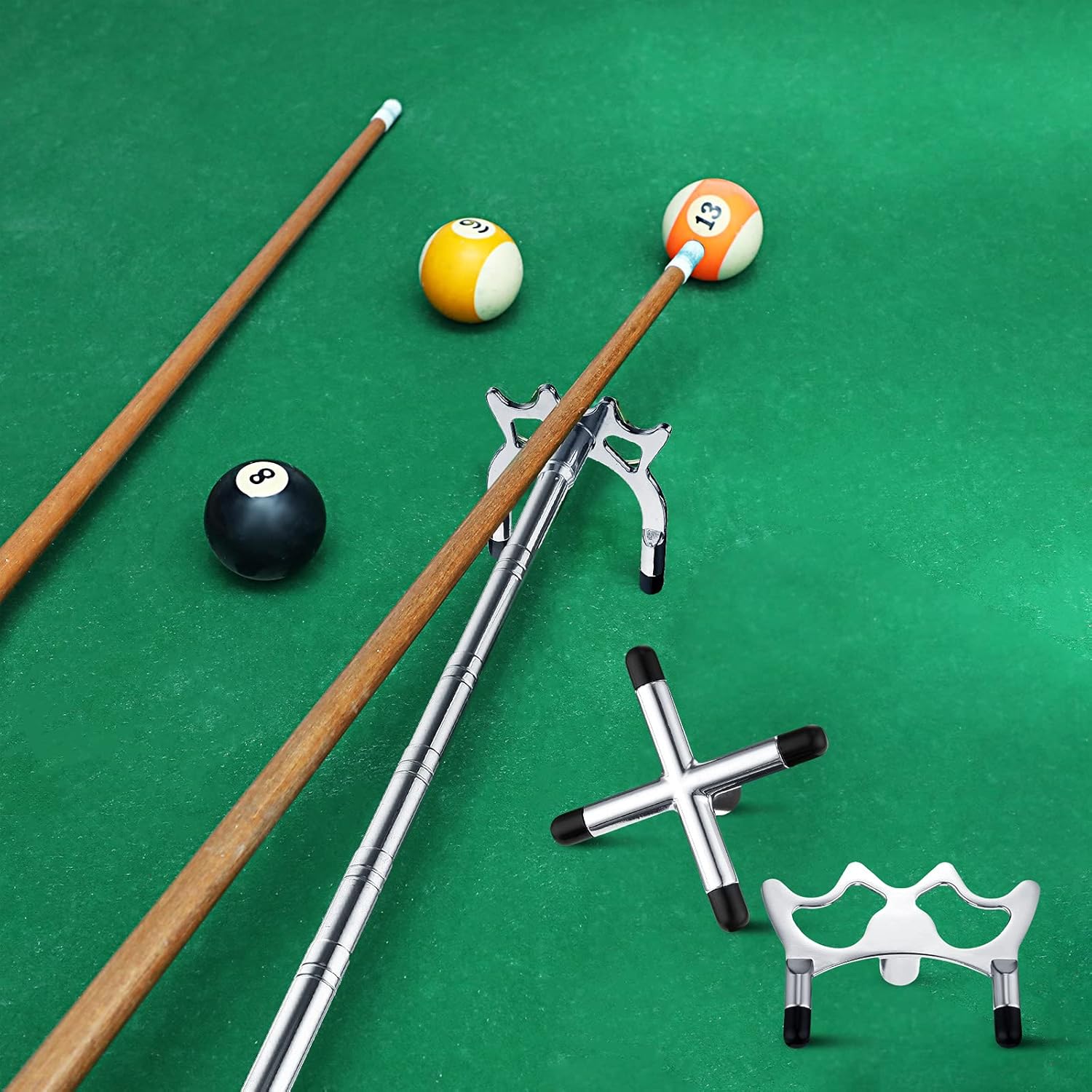 Taco de billar Snooker para billar, accesorios de mesa de billar, puente retráctil con 3 piezas de cabeza de puente de latón extraíble, accesorio