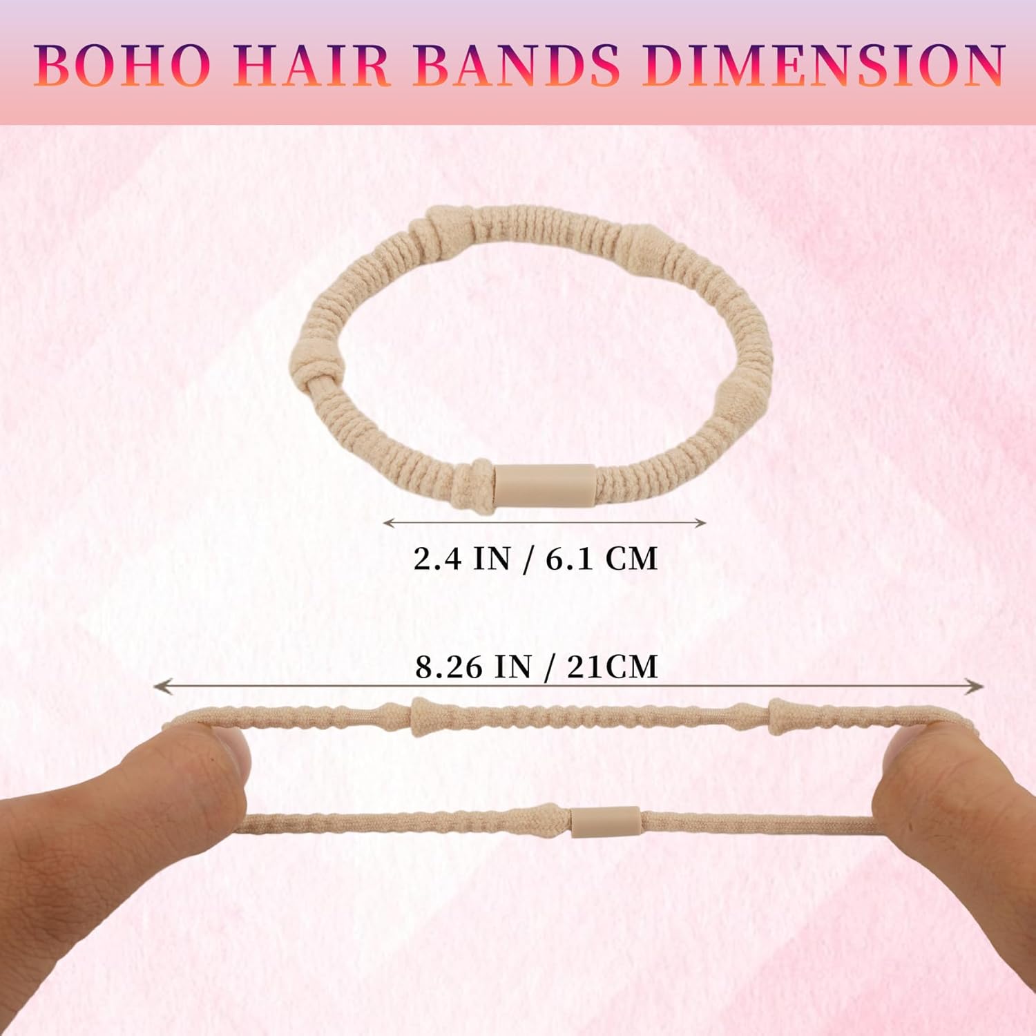 Metyond 20 pulseras bohemias para el cabello, lazos elásticos para el cabello, lazos para el cabello fino, 5 estilos de pulseras de doble uso y