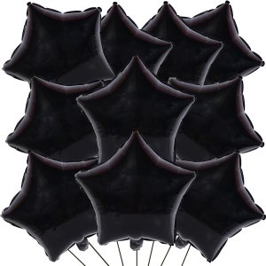 KALOR Globos de Mylar de estrella negra de 18 pulgadas, 10 globos de helio en forma de estrella para bodas, baby shower, decoraciones de fiesta de KALOR Globos de Mylar de estrella negra de 18 pulgadas, 10 globos de helio en forma de estrella para bodas, baby shower, decoraciones de fiesta de