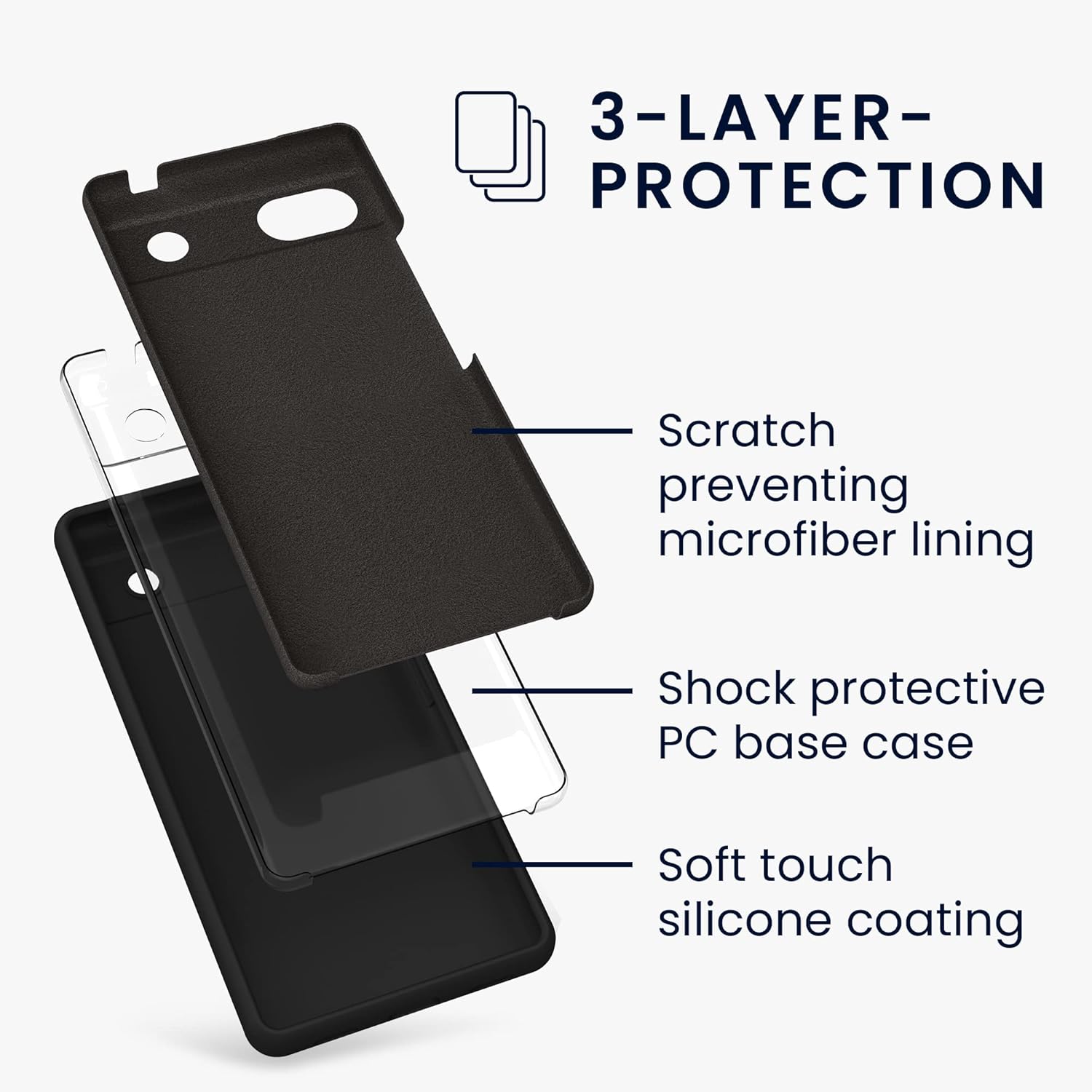 kwmobile Funda compatible con Google Pixel 6a – Funda de silicona TPU con acabado suave – Negro mate
