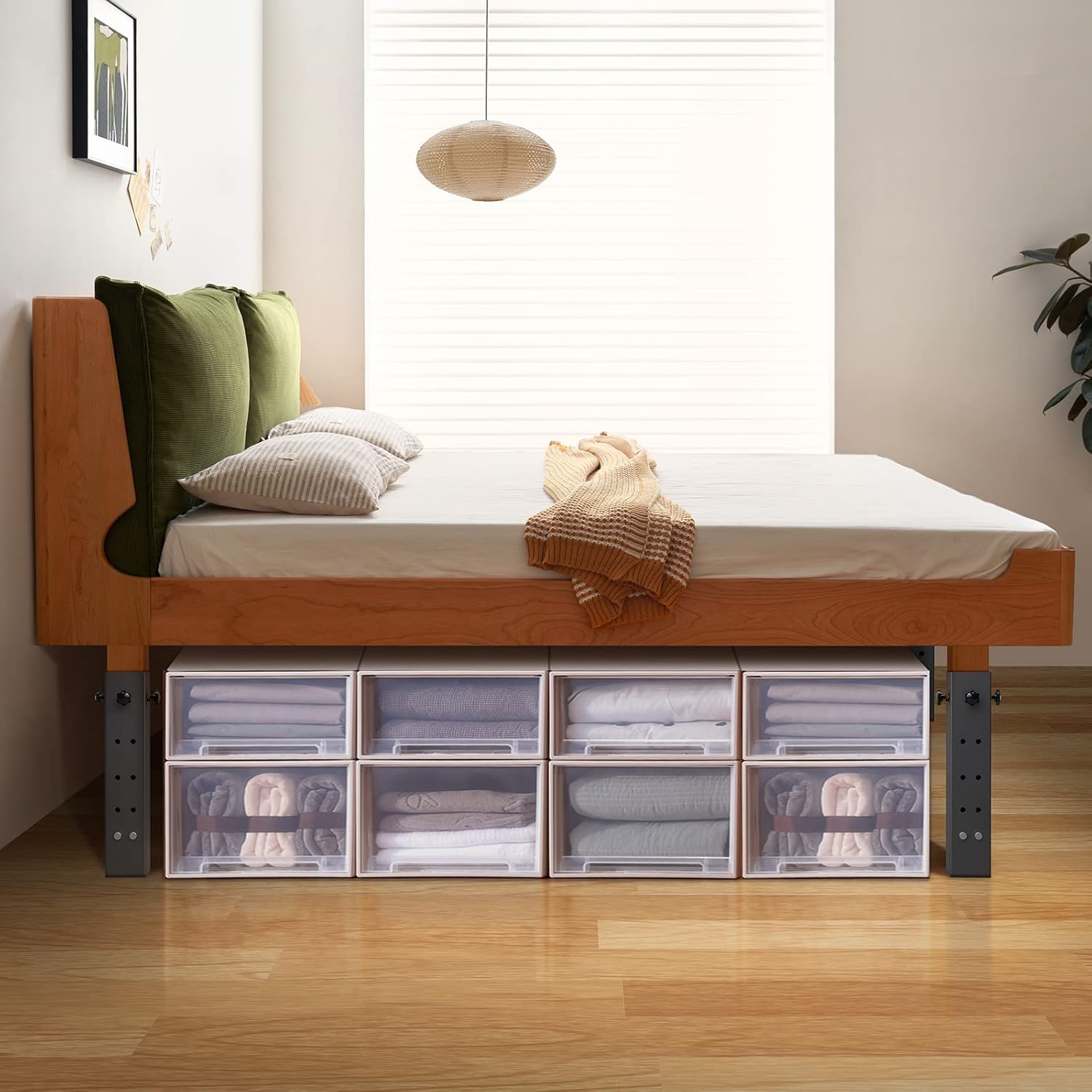 Paquete de 4 elevadores de cama de acero al carbono súper pesados para dormitorios universitarios cuadrados de madera, mesas, elevadores cuadrados
