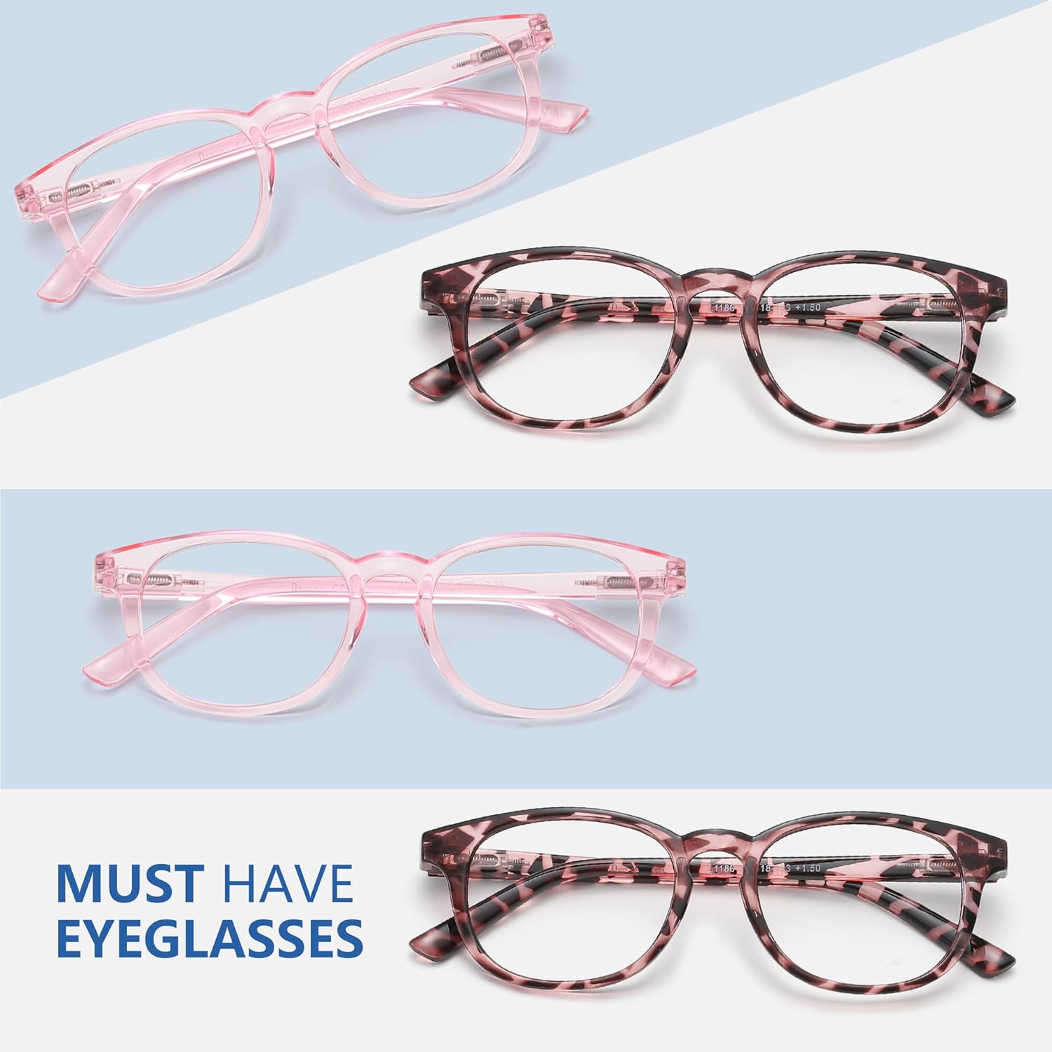 Przene Gafas de lectura pequeñas para mujeres y hombres, ovaladas con bloqueo de luz azul, con bisagra de resorte, paquete de 4
