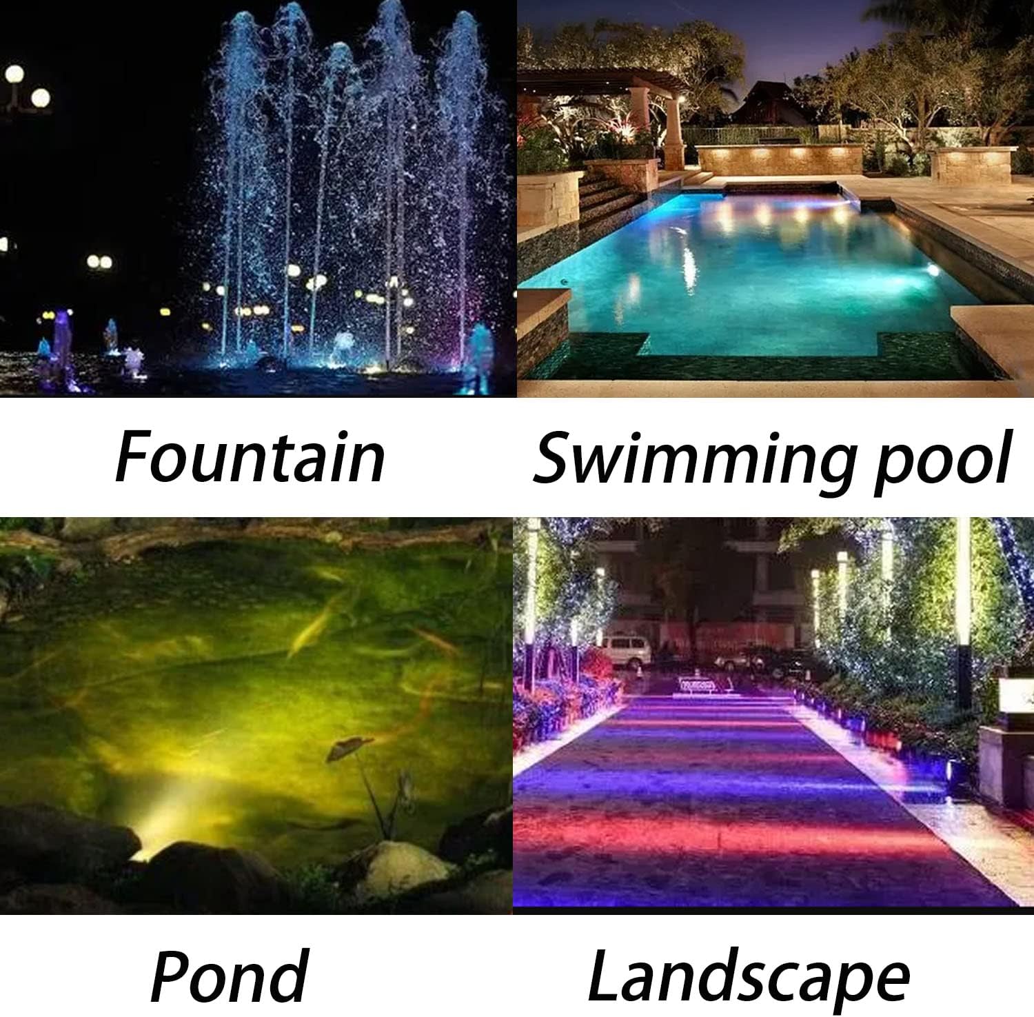 Luces de estanque de colores con temporizador, luces de fuente RGB IP68, luz impermeable para estanque, luces de paisaje regulables al aire libre