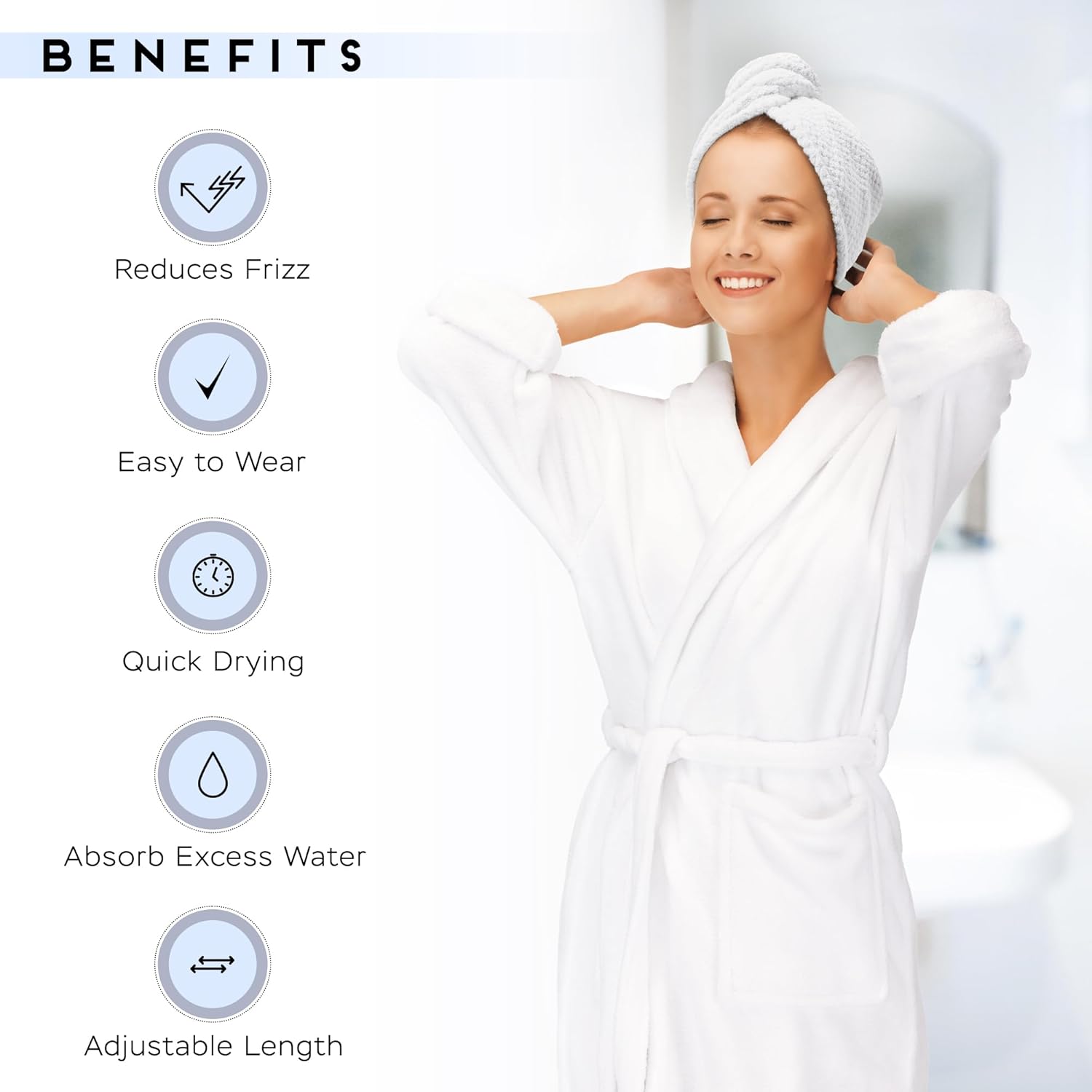 Paquete de 2 toallas de microfibra para el cabello para mujer, antiencrespamiento, de secado rápido, turbante para todo tipo de cabello, absorbente
