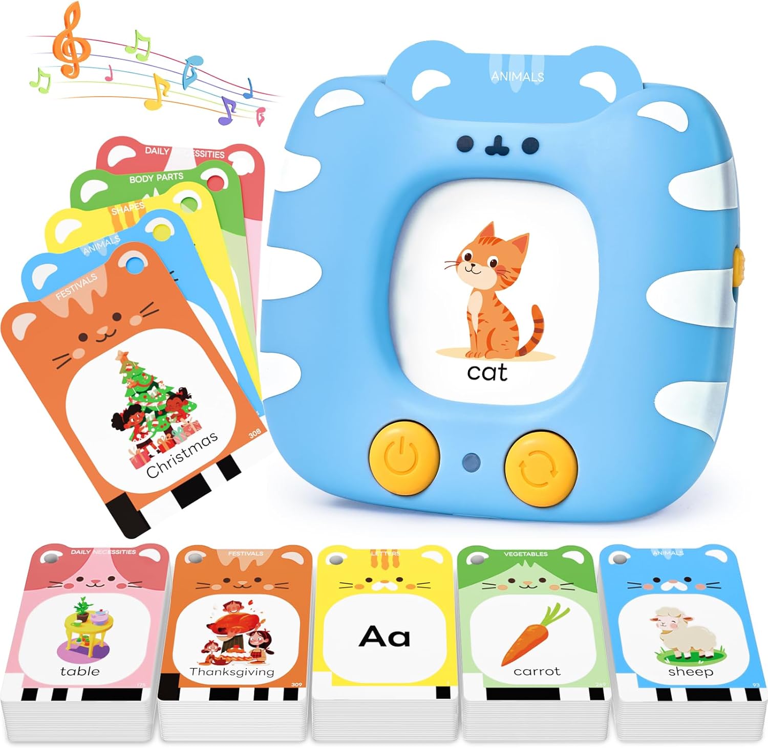 Tarjetas didácticas parlantes para niños pequeños de 1 a 5 años de voz clara y tarjetas gruesas y fáciles de deslizar dentro y fuera, juguetes