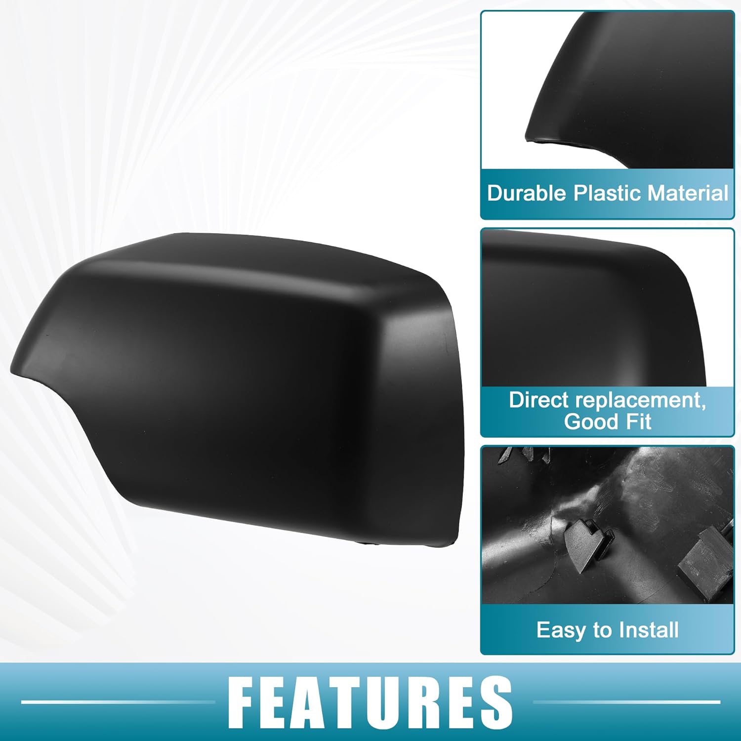 Tapa del espejo retrovisor NO.5116825632251168256321 Cubierta del espejo de la puerta lateral para BMW X5 2000-2006 ABS plástico negro 1 par