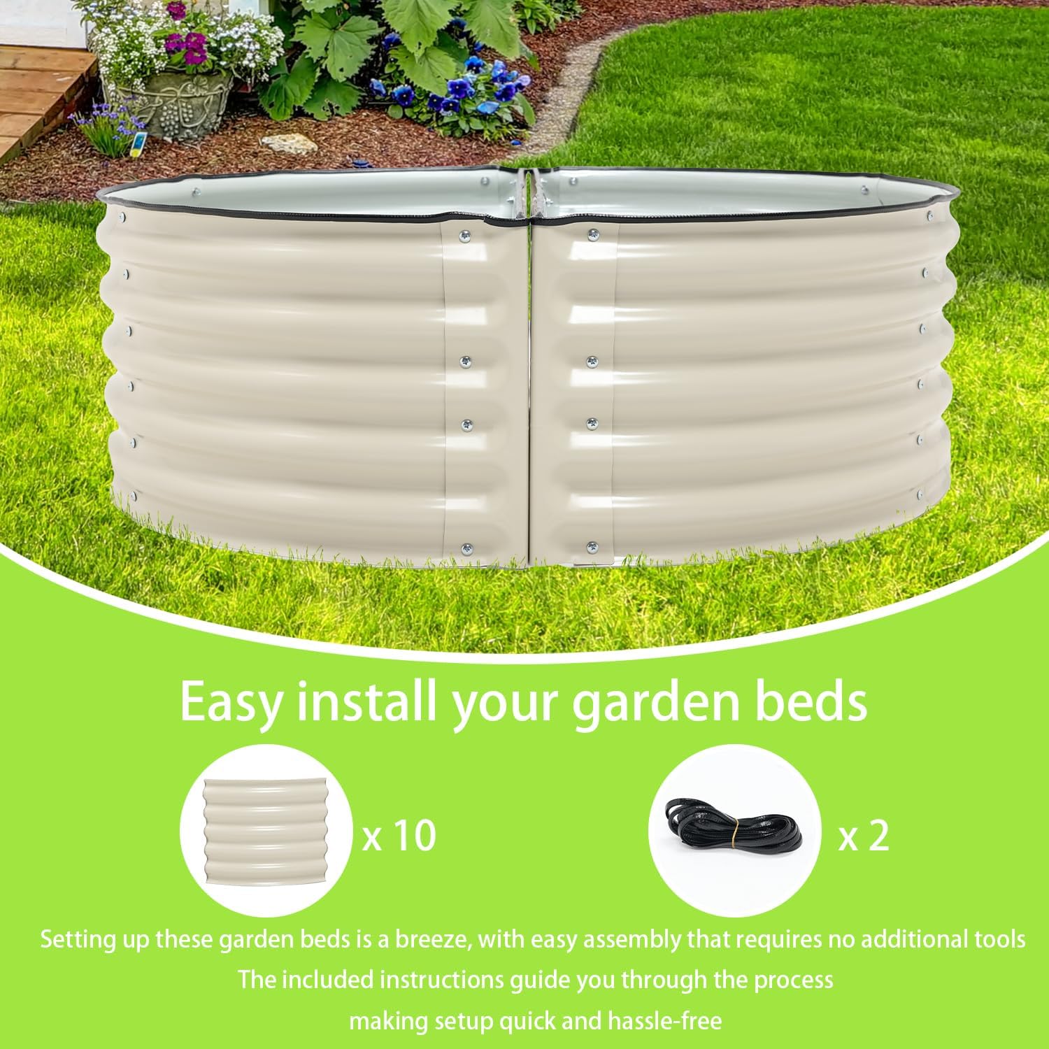 Aoodor Cama de jardín elevada de metal, 42 pulgadas de largo x 24 pulgadas de ancho x 17 pulgadas de alto, maceta de jardín para exteriores, para