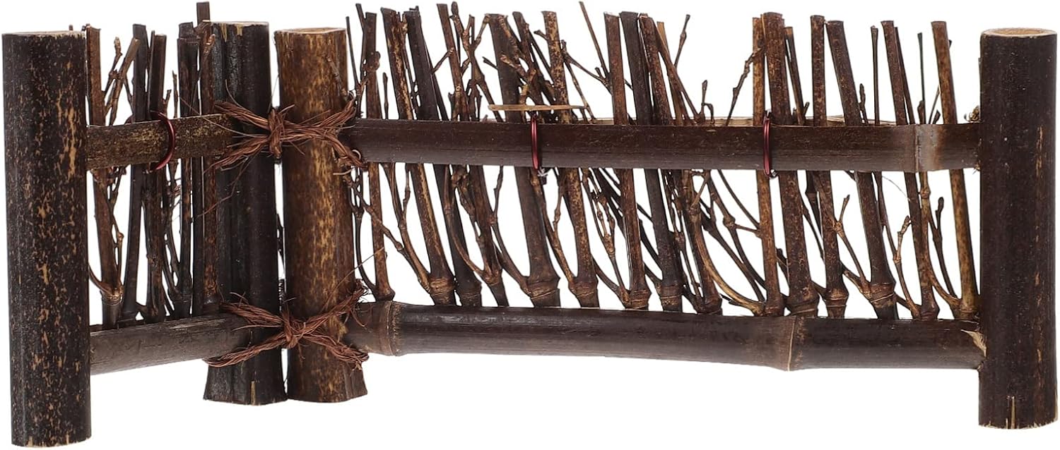 Accesorios de herramientas de jardín de arena, valla de bambú pequeña, valla de piquete de madera, puerta de árbol de Navidad, accesorios de micro