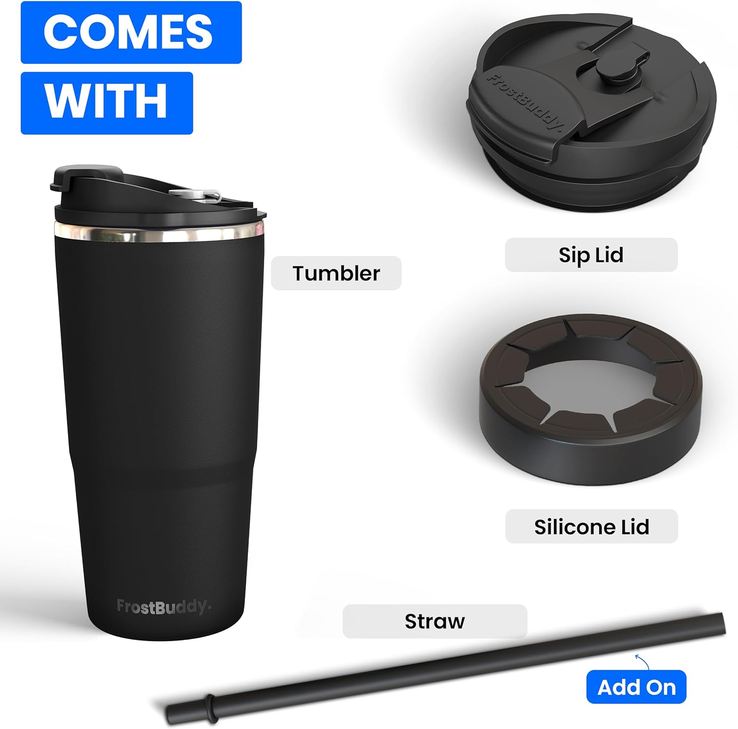 Frostbuddy To Go Buddy – Vaso térmico de acero inoxidable con aislamiento al vacío de 30 onzas, tazas térmicas para bebidas calientes y frías, vaso