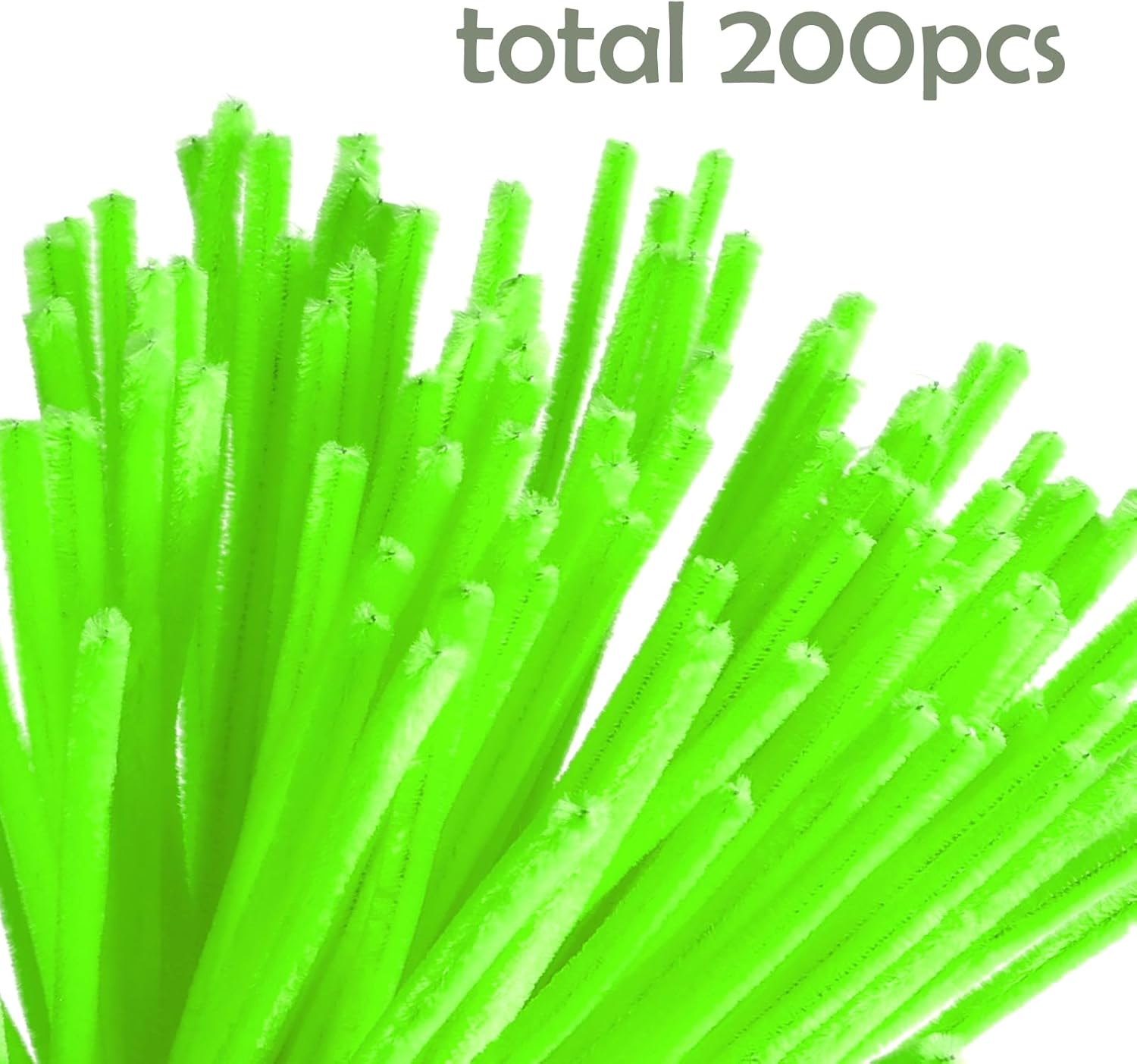 Caydo 200 piezas de limpiapipas de color verde fluorescente para manualidades, tallos de felpilla flexibles para niños, proyectos de manualidades y
