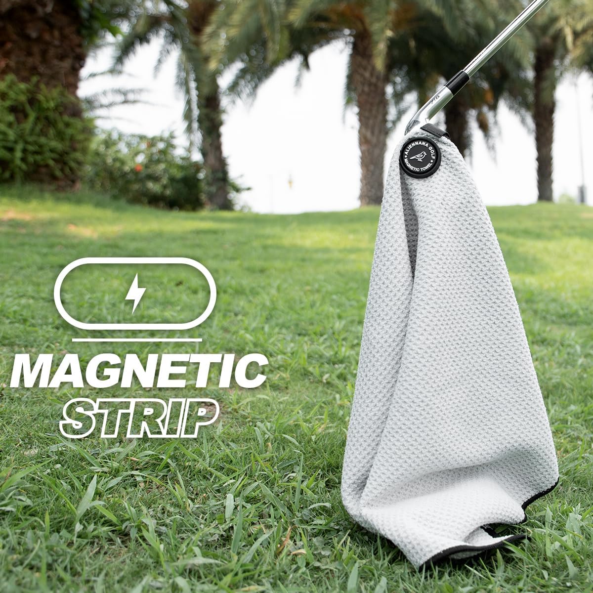 Aliennana Toalla de golf magnética, diseño de gofre de microfibra con clip, imán de fuerza industrial para un fuerte agarre a bolsas de golf,