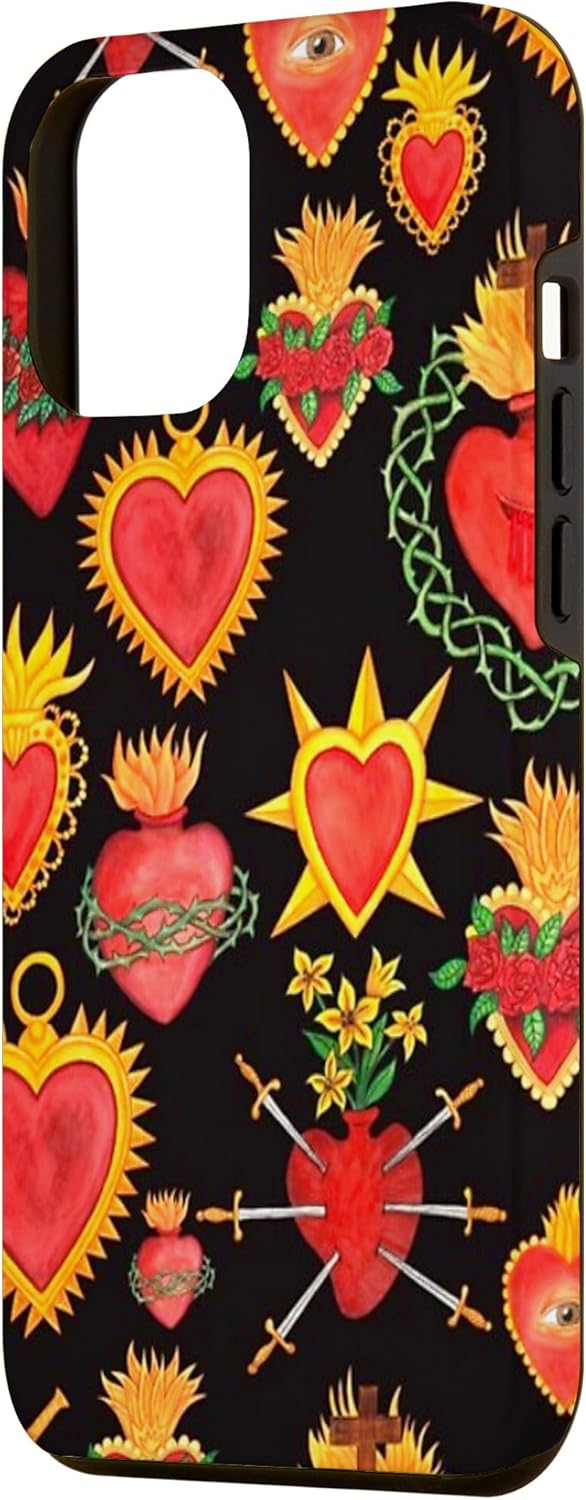 iPhone 14 Pro Max Hearts Mexican Days of the Dead Latina Milagros Folk Art Fun Case