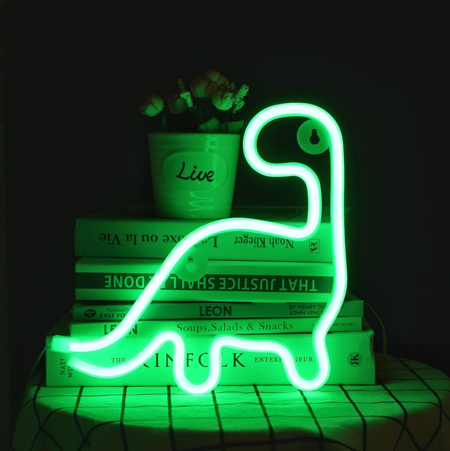 Letrero de neón de dinosaurio, luz LED, decoración de pared, decoración de habitación, bonita luz nocturna, regalo para niños y niñas, regalo para