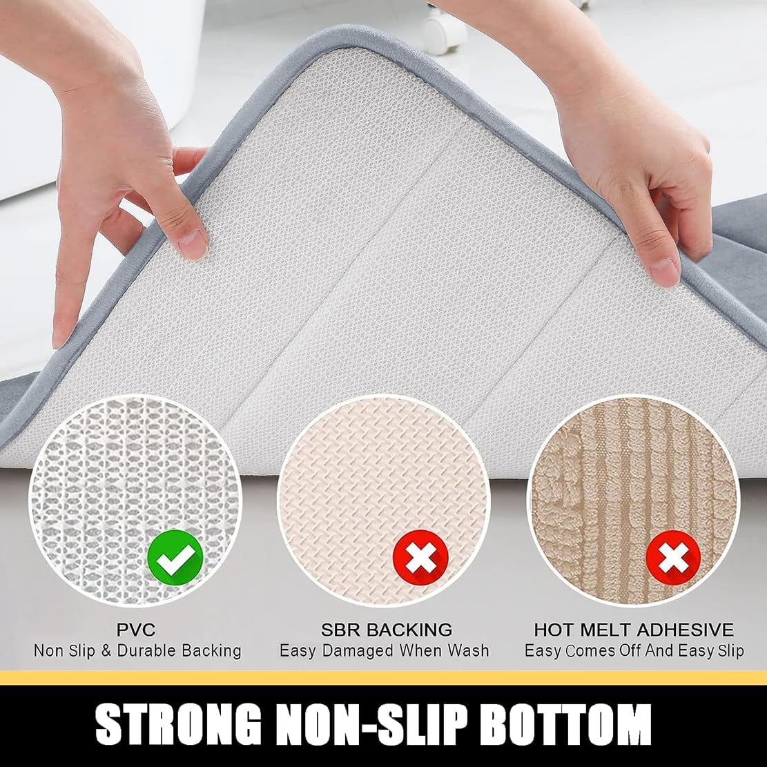 NIOKIT Tapete grueso de espuma viscoelástica para baño, antideslizante, fuerte absorbente de agua, lavable a máquina, ultra suave, cómodo, tapete
