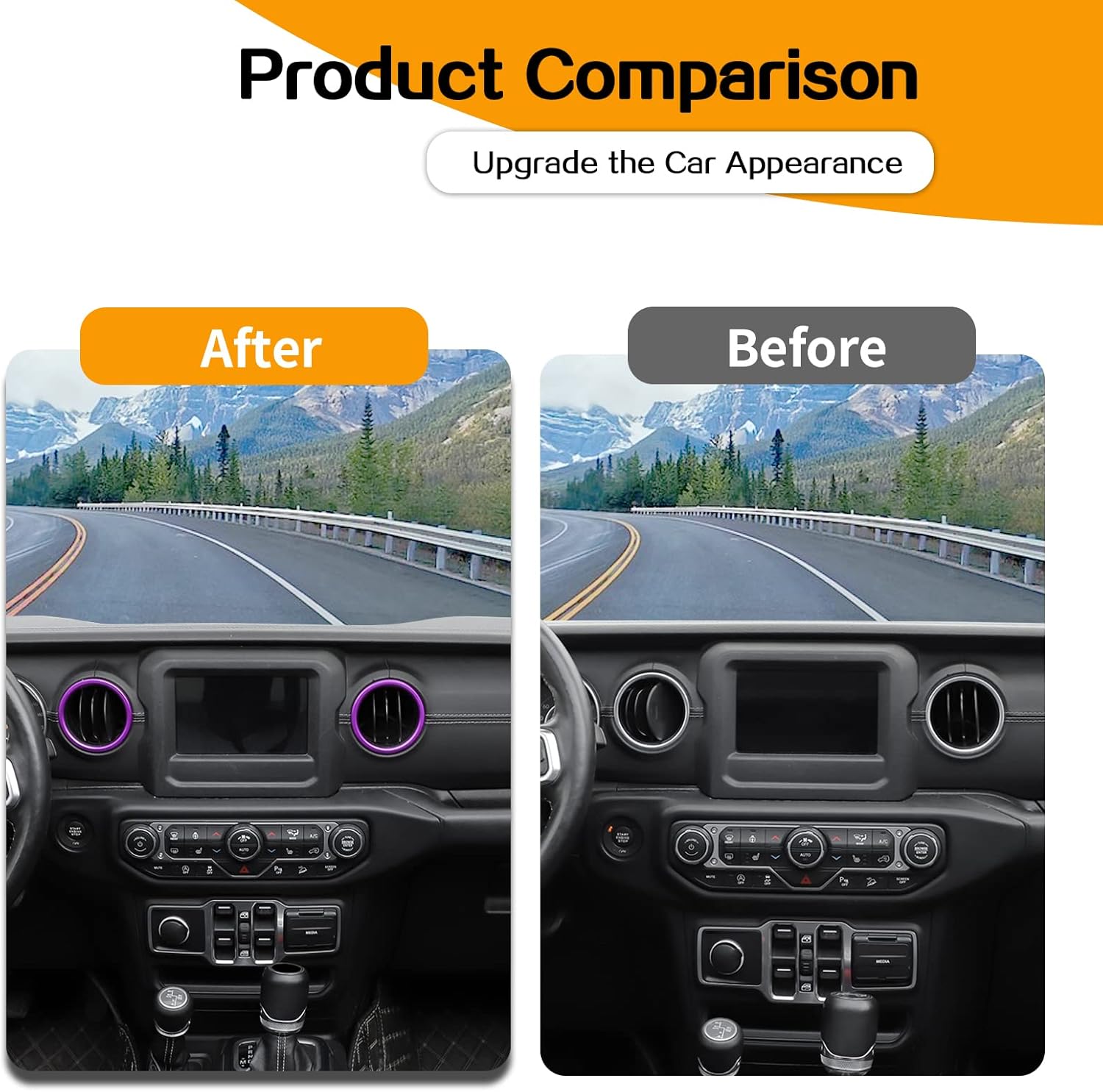 Hoolcar Cubierta de anillo de ventilación de aire acondicionado para salpicadero, accesorios interiores de aleación de aluminio, compatible con Jeep