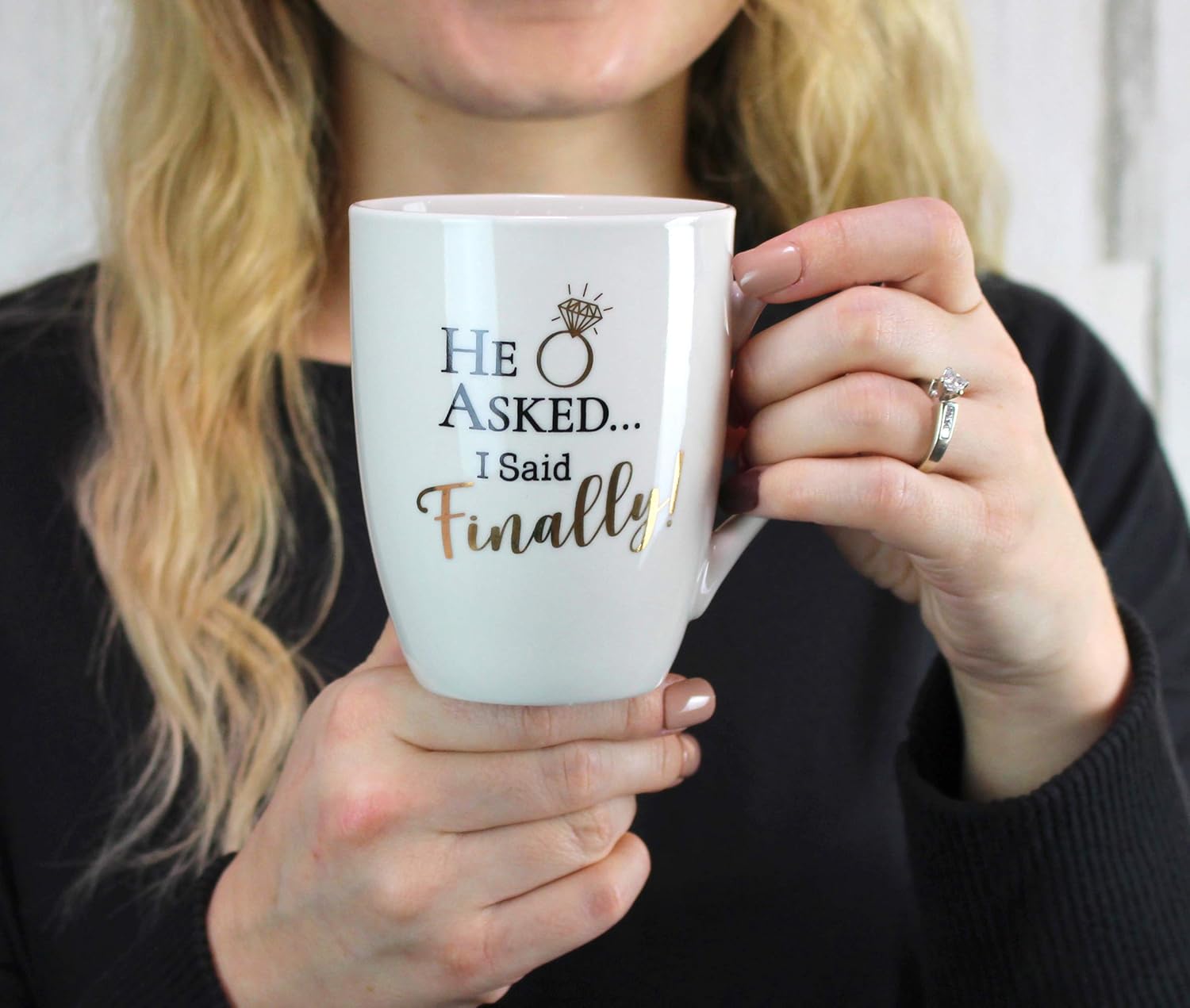 Lillian Rose Asked, I Said Finally – Taza de café, 1 unidad (paquete de 1), color crema