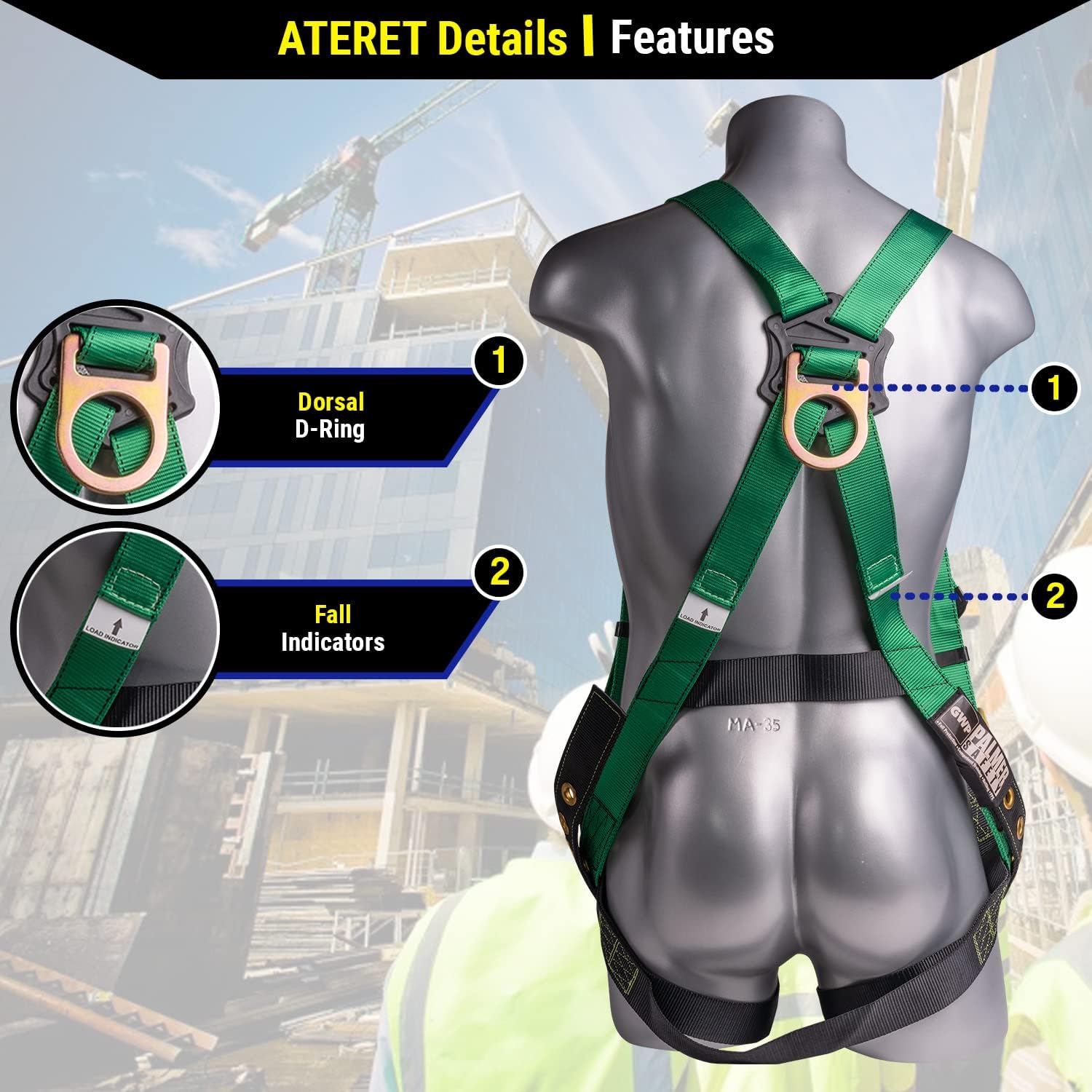 Palmer Safety V5504 Kit de techado, arnés de construcción, conjunto de línea de vida vertical y bolsa de lona
