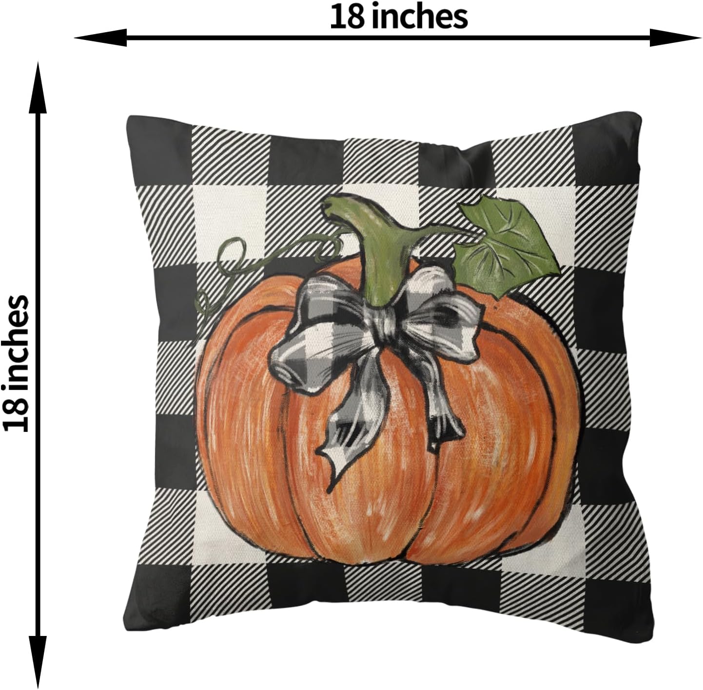 Juego de 2 fundas de almohada de otoño de 18 x 18 pulgadas, decoración de otoño, a cuadros, calabaza, para exteriores, otoño, Acción de Gracias,