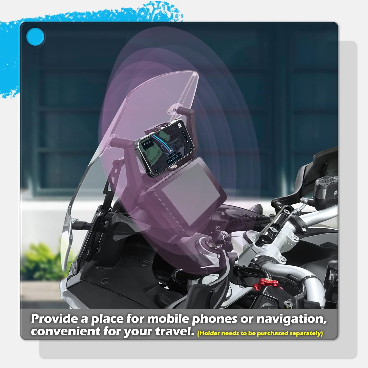 Soporte de navegación para motocicleta, soporte de parabrisas para teléfono GPS, repuesto de 0.551 pulgadas, compatible con CFMoto CF Moto CF-Moto