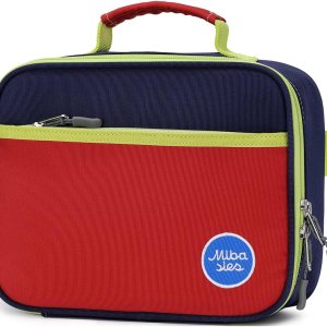mibasies Lonchera para niños y niñas, lonchera aislada para viajes escolares, color azul y naranja mibasies Lonchera para niños y niñas, lonchera aislada para viajes escolares, color azul y naranja