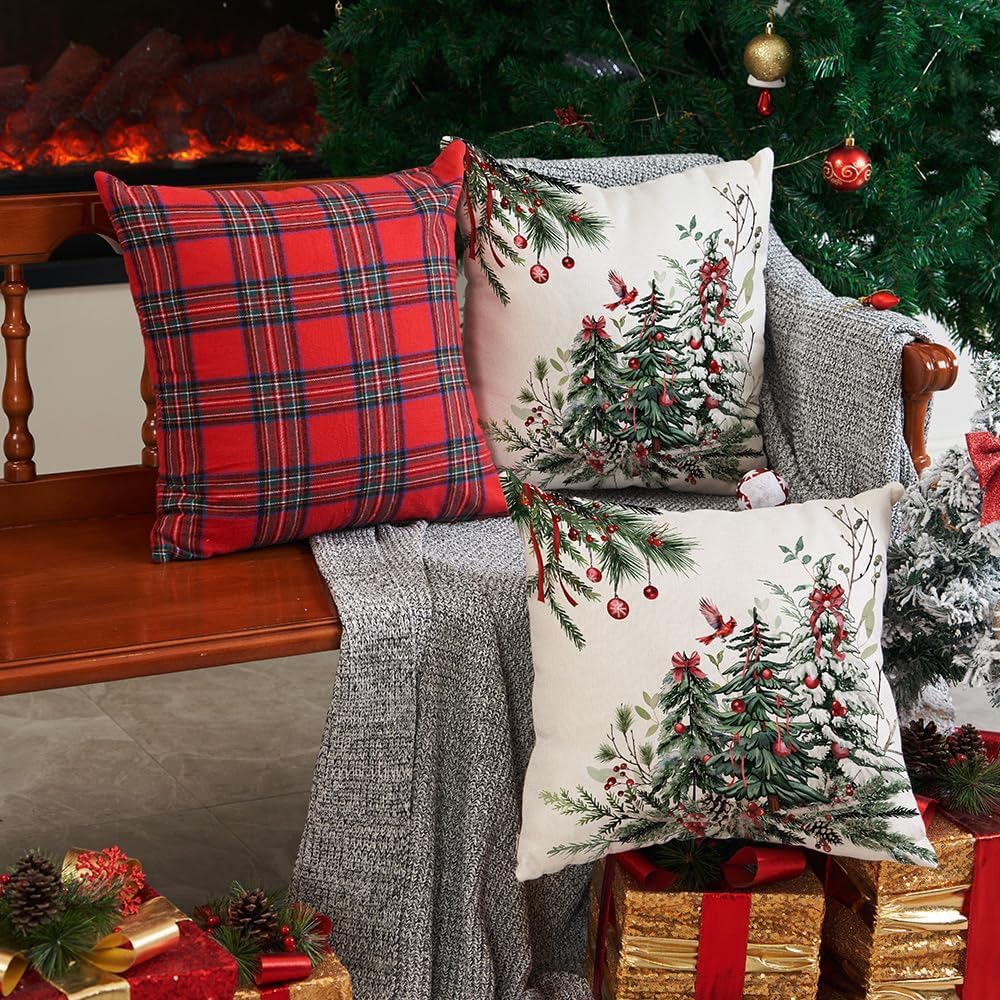 DFXSZ Juego de 2 fundas de almohada de Navidad de 20 x 20 pulgadas, almohadas decorativas para árbol de Navidad, decoración de invierno y Navidad