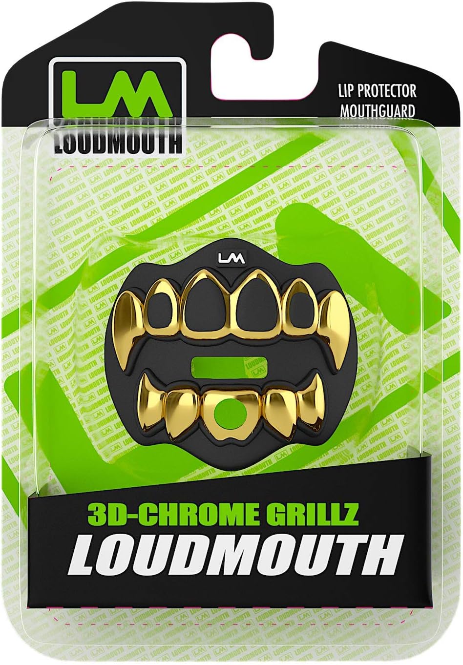 Loudmouth – Protector bucal de fútbol, boquilla de fútbol 3D cromada, se adapta a adultos y jóvenes, accesorios de fútbol (Grillz 3D, cromo