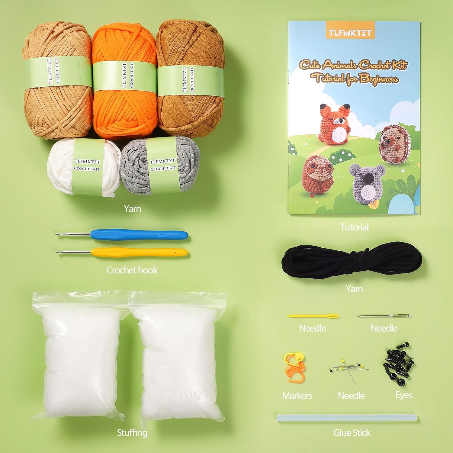 Kit de ganchillo para principiantes, kit de 4 piezas de animales de ganchillo para adultos y niños, aprende a ganchillo con video paso a paso con