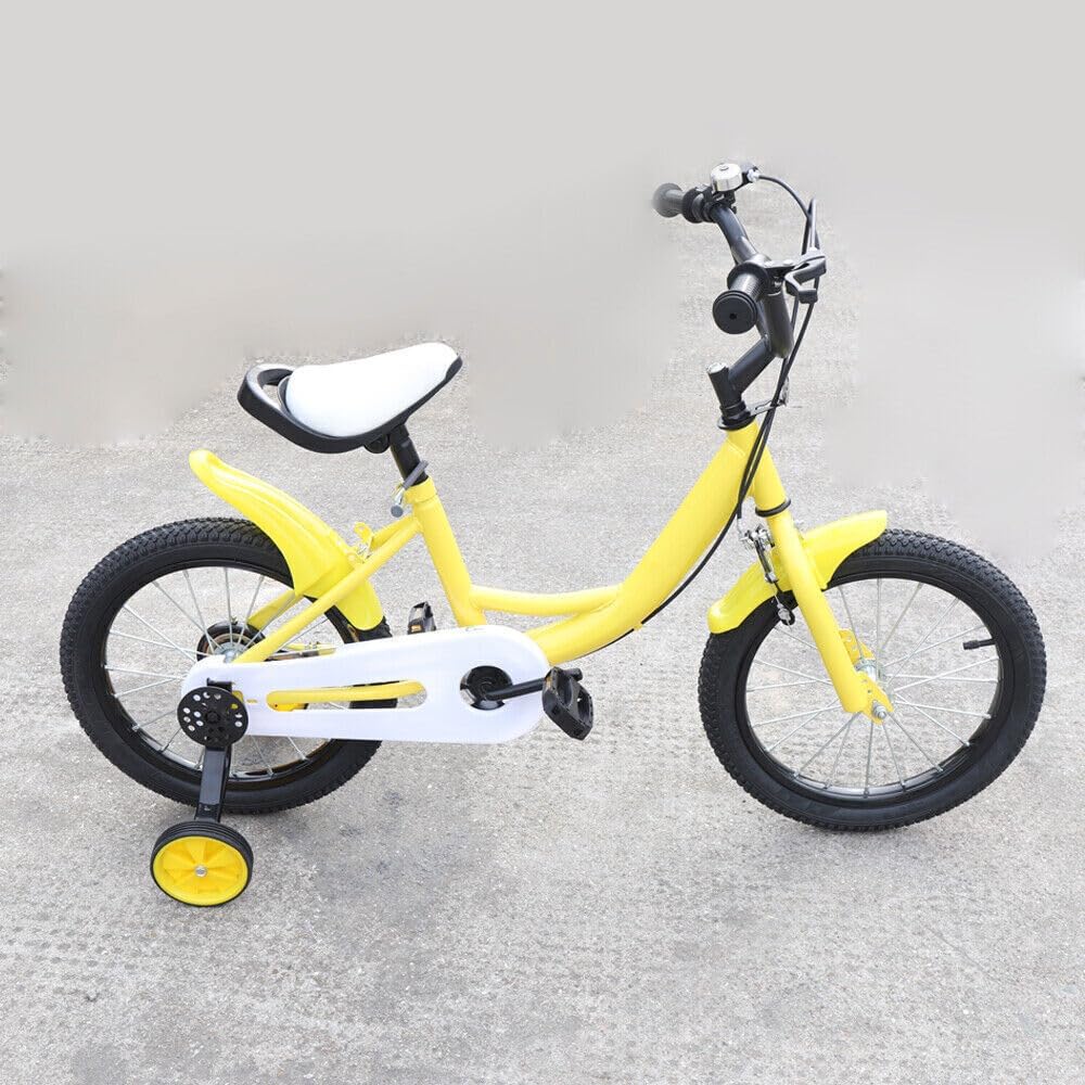 Bicicleta infantil de 14 pulgadas, unisex con rueda de entrenamiento y guardabarros, bicicleta de altura ajustable con acero de alto carbono,