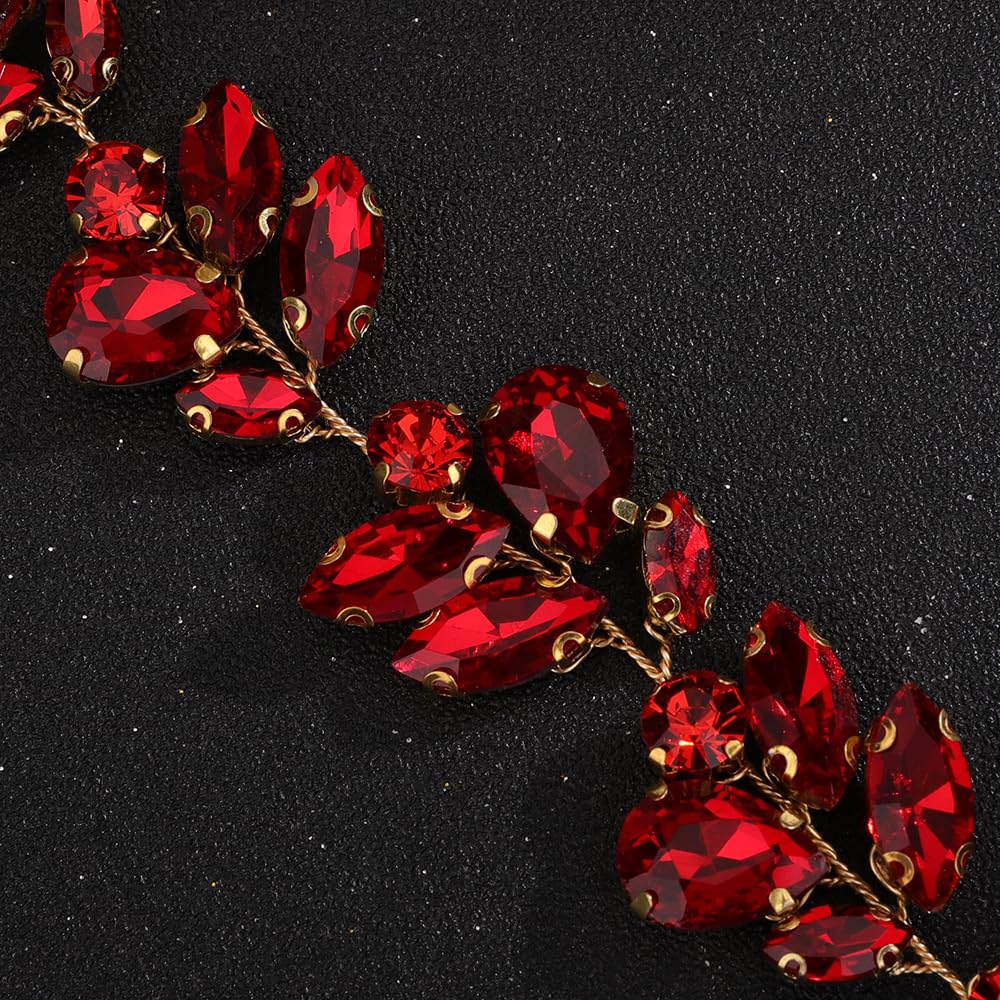 Denifery Diadema de diamantes de imitación de cristal hecha a mano con diamantes de imitación para novias, accesorios para el cabello para novias,