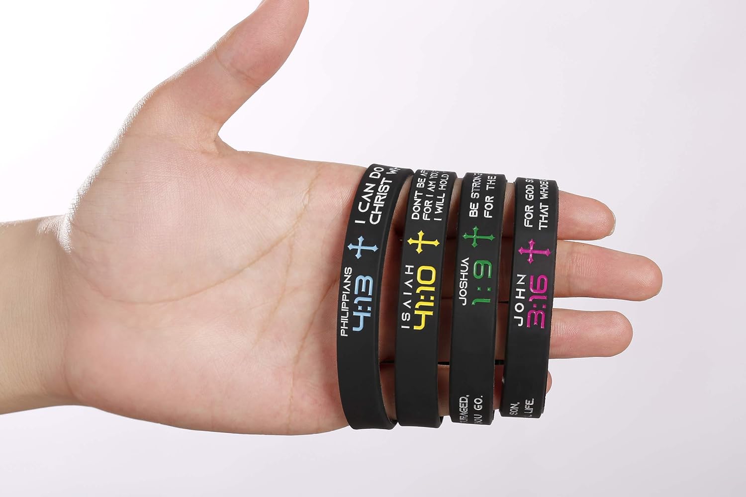 Juego de 4 pulseras motivacionales de silicona con versículos bíblicos de Filipenses 413, joyería religiosa cristiana, regalo para hombres y mujeres