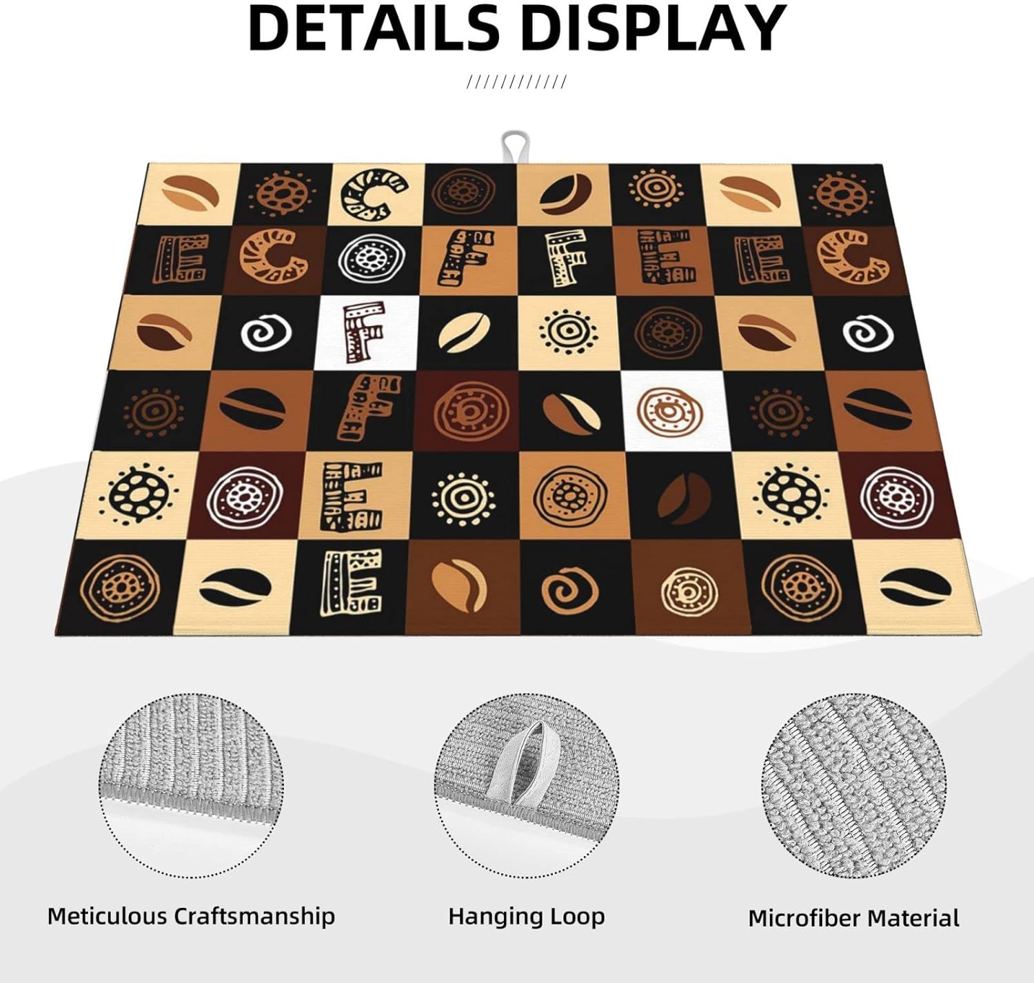 Tapete de secado de platos de café de celosía para encimera de cocina, extra grande, absorbente, microfibra de secado rápido, accesorios de 18 x 24