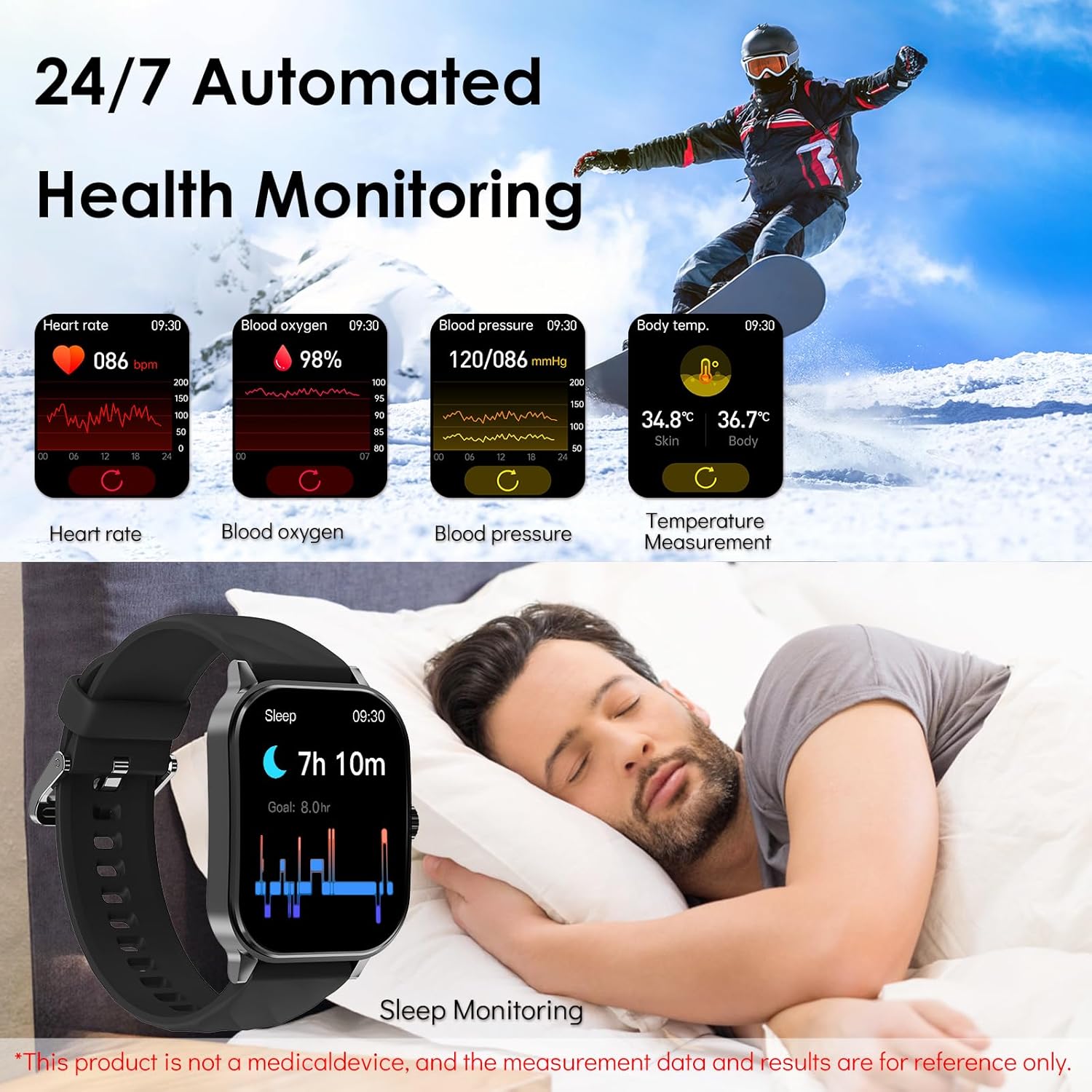 YYKY Relojes inteligentes para hombres y mujeres con llamada Bluetooth, rastreador de actividad física con frecuencia cardíaca, monitor de sueño,