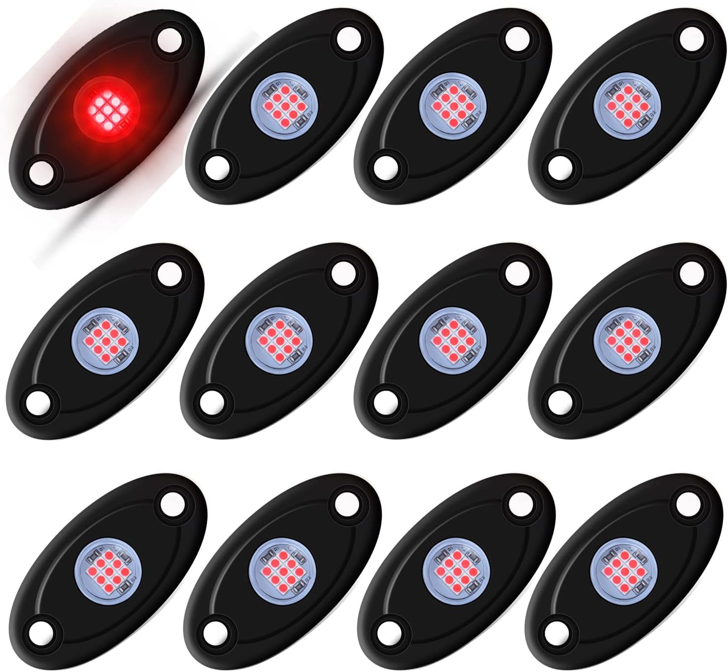 12 cápsulas de luces LED rojas de neón para coche, camión, ATV, SUV, luz brillante debajo del cuerpo, iluminación de guardabarros