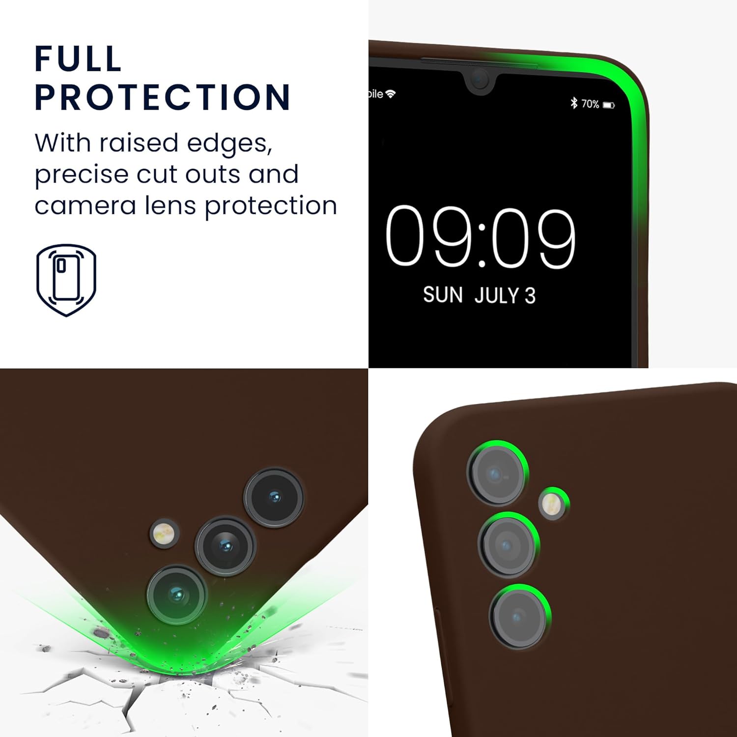 kwmobile Funda compatible con Samsung Galaxy A34 5G – Funda delgada de silicona TPU – Acabado suave al tacto – Chocolate
