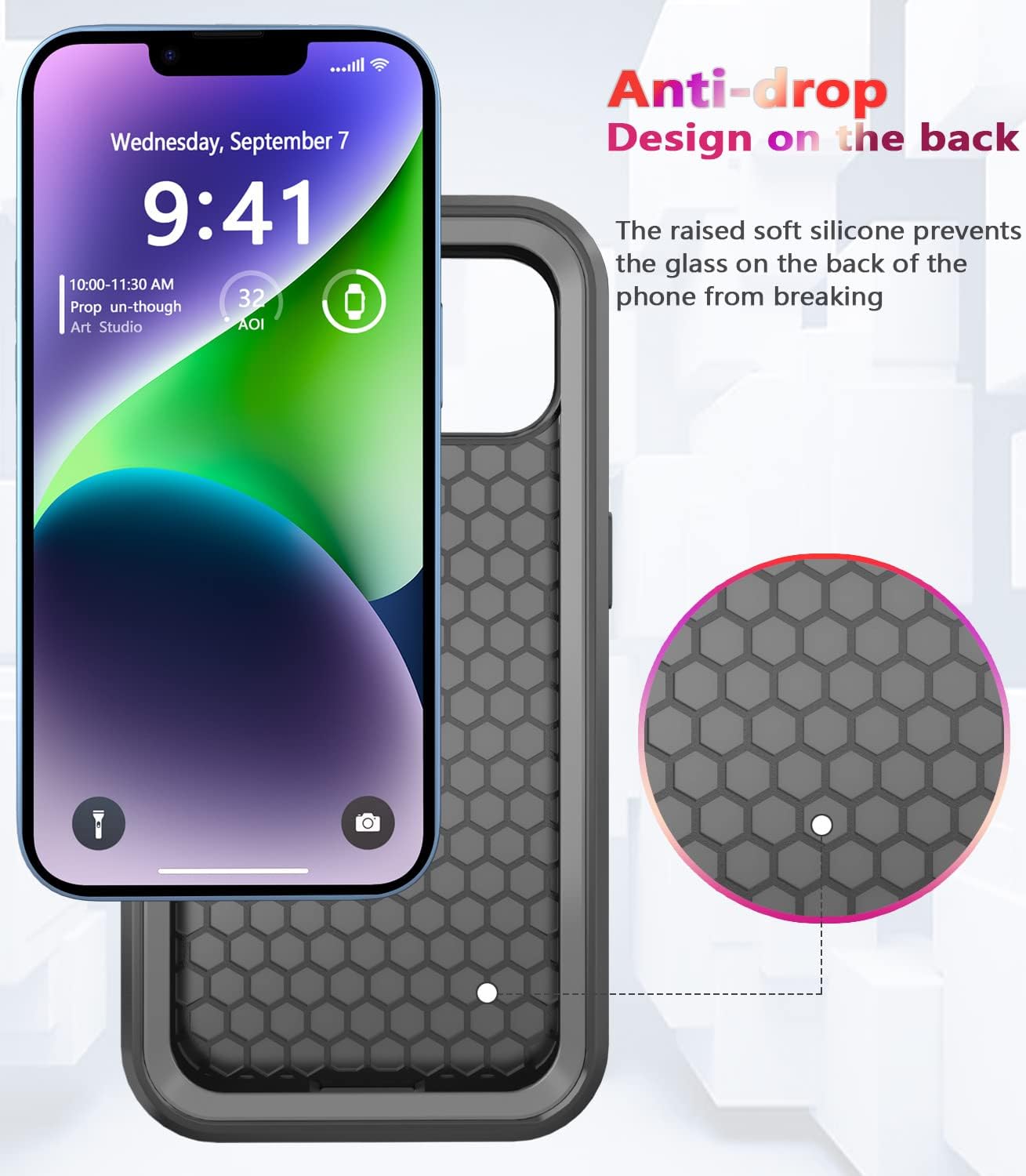 Diseño para iPhone 14 Caso, a prueba de golpes Funda de teléfono para iPhone 14 6.1 pulgadas (negro)