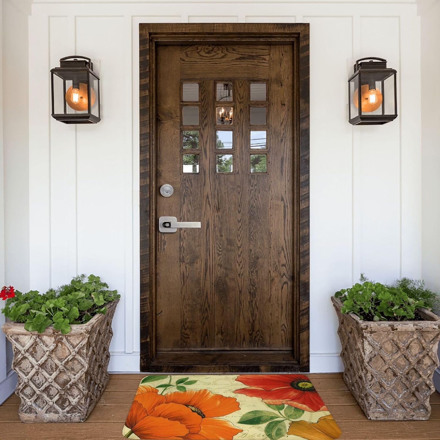 Tapete retro para puerta de interior, microfibra absorbente, lavable, tapete para puerta de piso para entrada y baño, 16 x 24 pulgadas