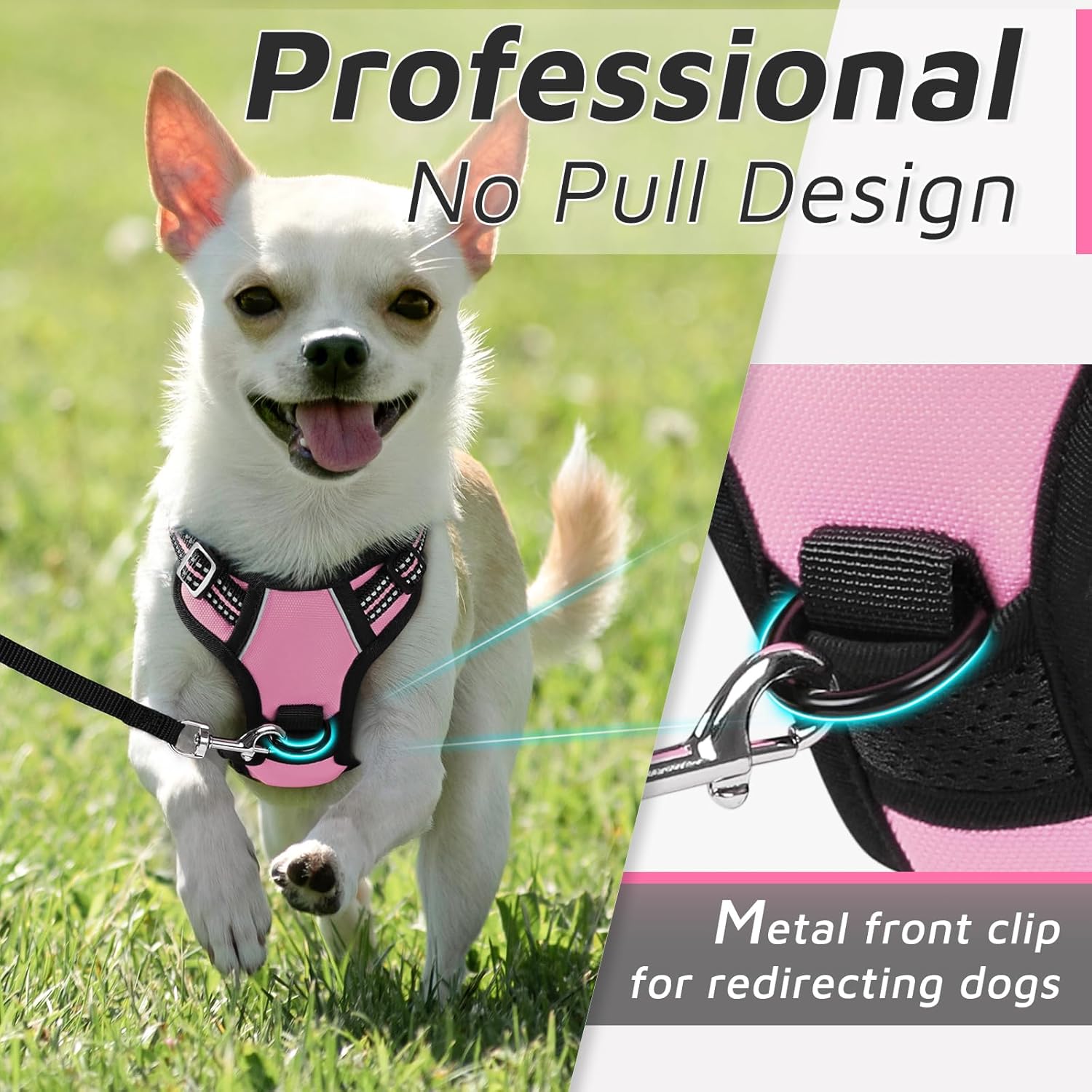 Eagloo Arnés para perro pequeño, sin tirones, chaleco de servicio con tiras reflectantes y asa de control, ajustable y cómodo para caminar