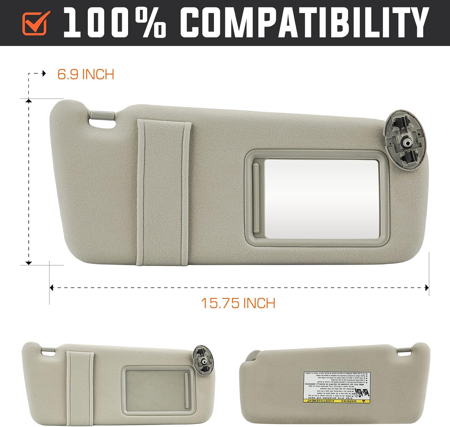 Youxmoto Visera parasol izquierda para conductor y lado derecho del pasajero para Toyota Camry 2007 2008 2009 2010 2011 sin techo solar, beige