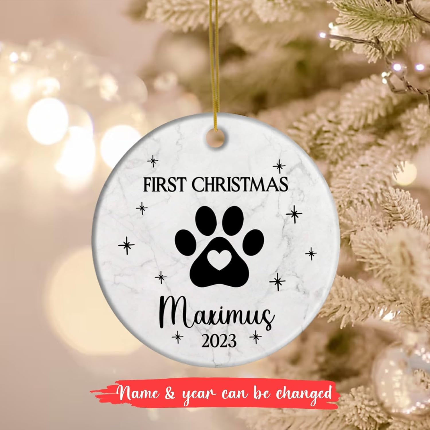 Adorno de Navidad para mascotas, adorno de huellas de perro, adorno de Navidad de primer perro 2023, adorno personalizado para perro, regalo de