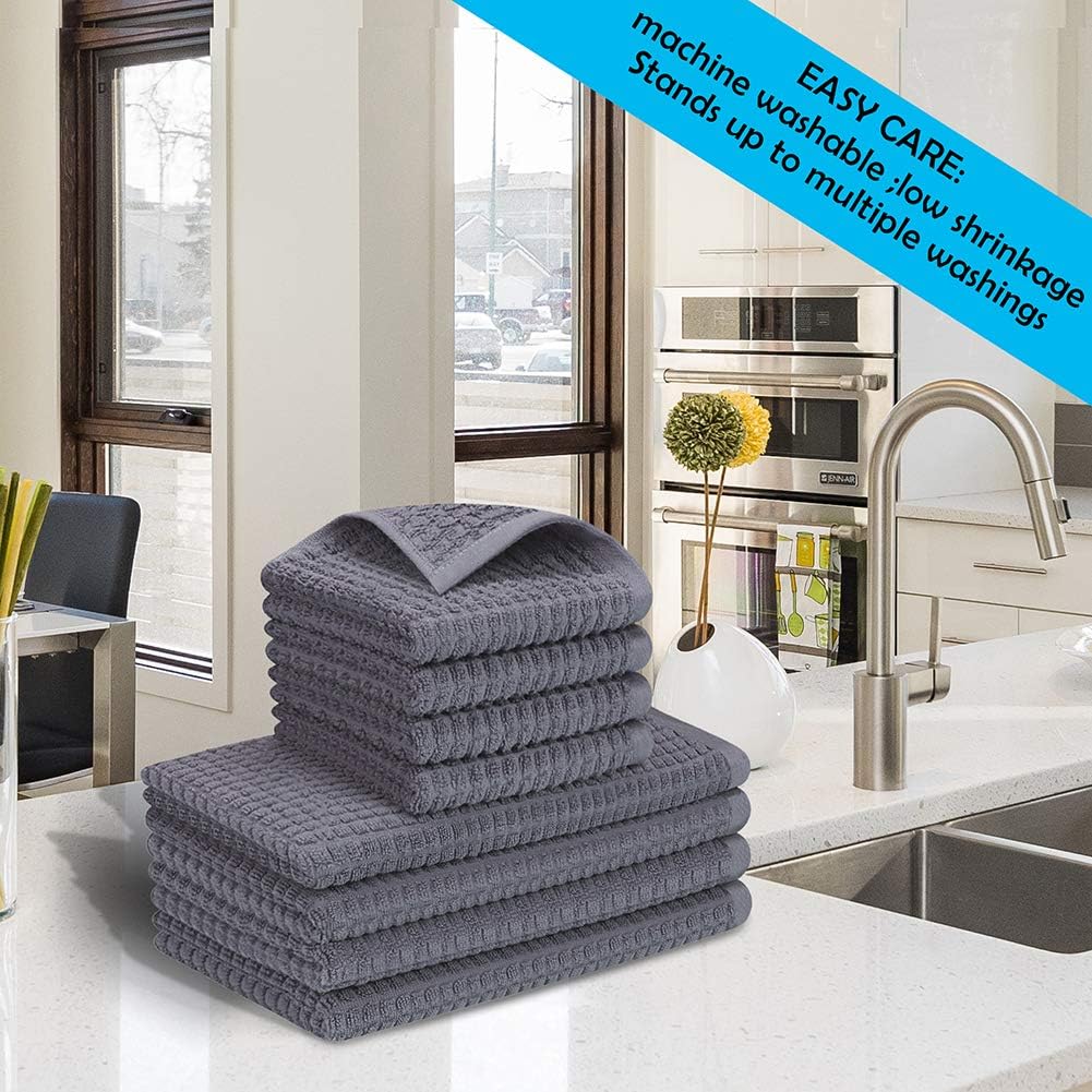 Paquete de 8 paños de cocina, paños de cocina 100% algodón, súper suaves, súper absorbentes y de secado rápido, antiolor, muy adecuados para cocina,