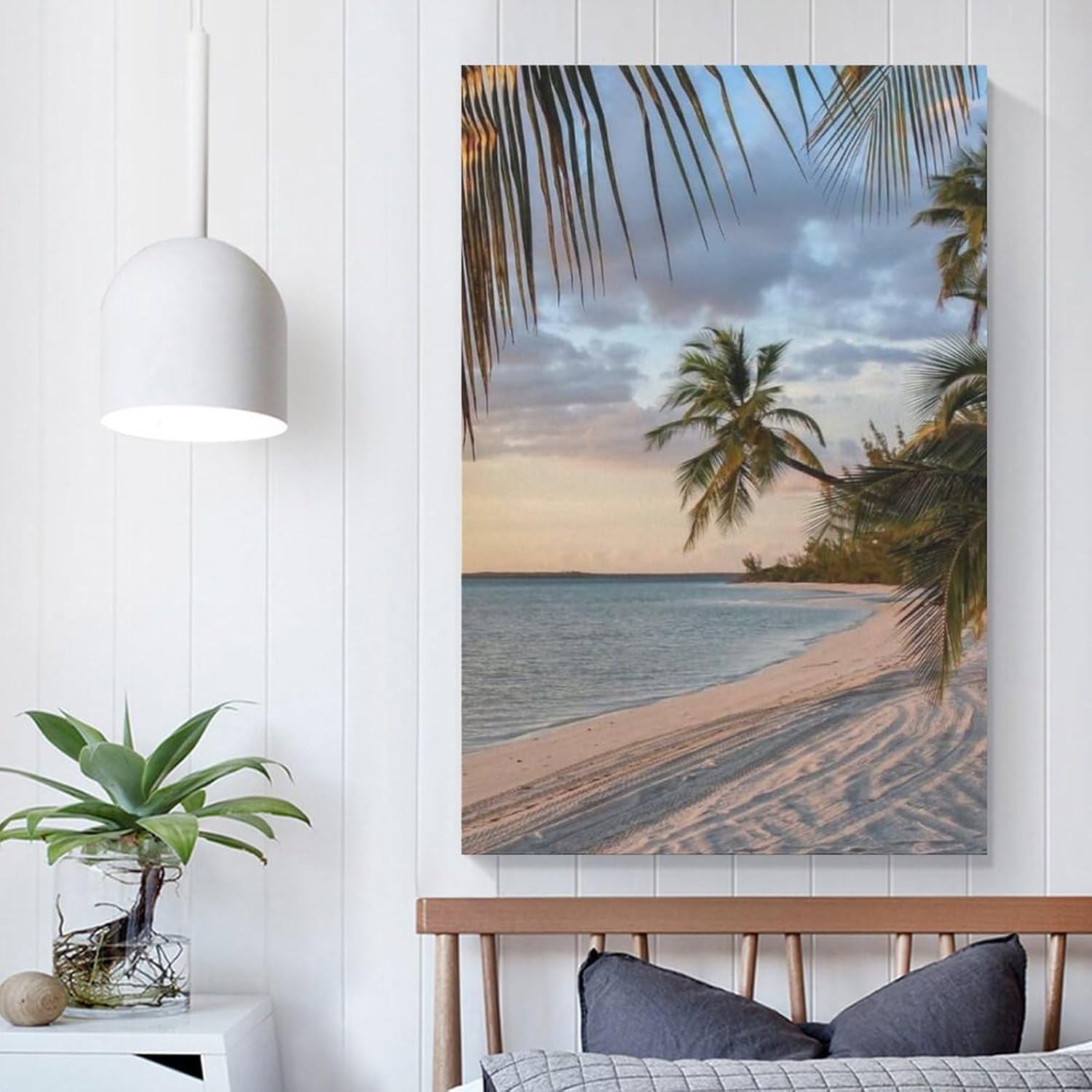 Pósteres al atardecer, océano, playa, olas, cocotero, playa, naturaleza, paisaje, arte de pared, lienzo, pósteres e impresiones artísticas de pared