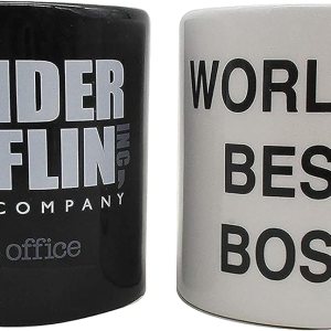 Silver Buffalo El mejor jefe y asistente del gerente regional del salero y pimentero de cerámica de The Office World’s Silver Buffalo El mejor jefe y asistente del gerente regional del salero y pimentero de cerámica de The Office World’s