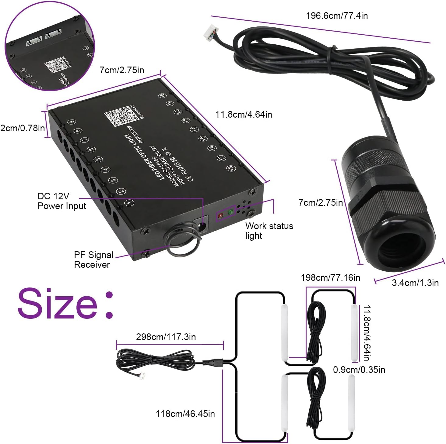 AKEPO Kit de luces de fibra óptica 3 en 1, sincronización de música activada bajo el tablero, luces interiores LED para el interior del automóvil y