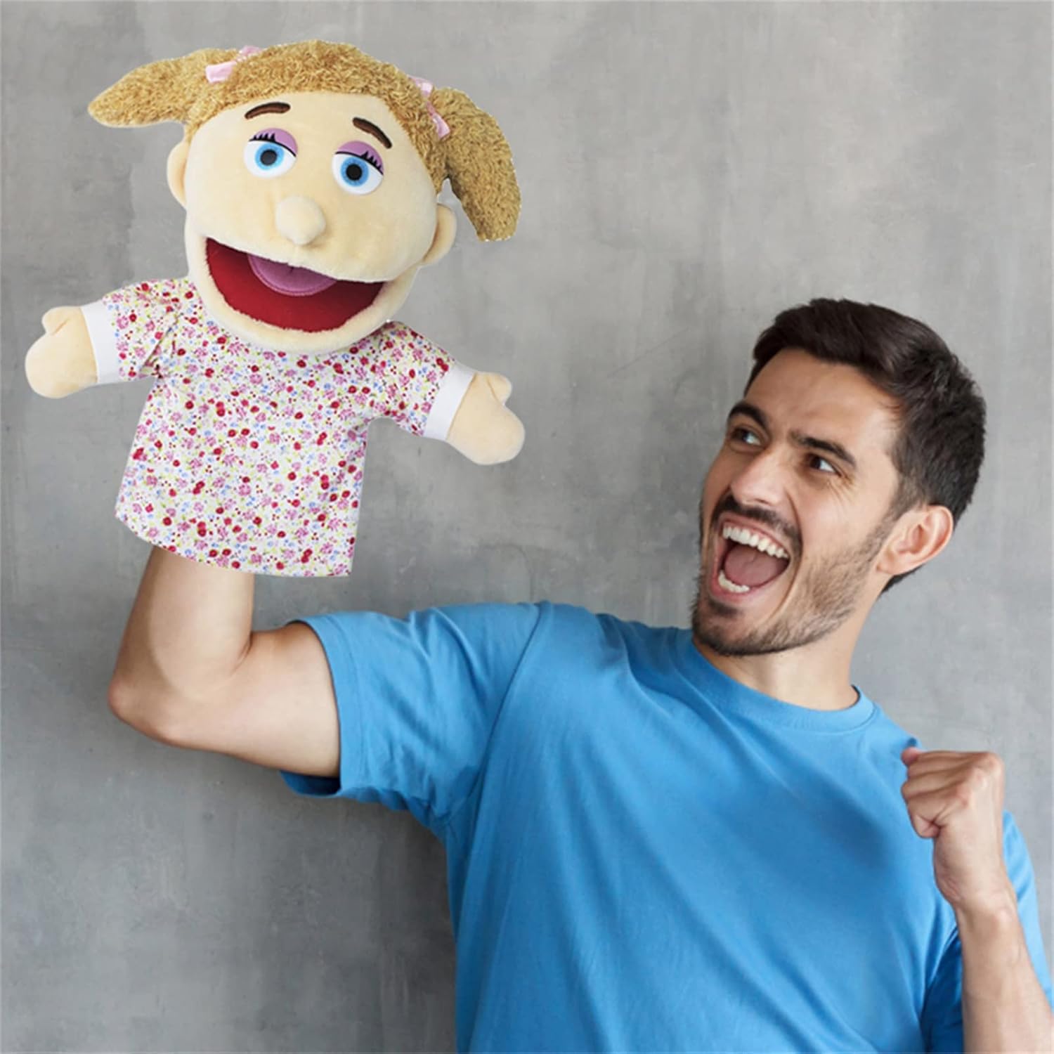 Marionetas de mano para la familia, marionetas de peluche con apertura de boca, juguetes de juego de rol, marionetas para niños, juguete de