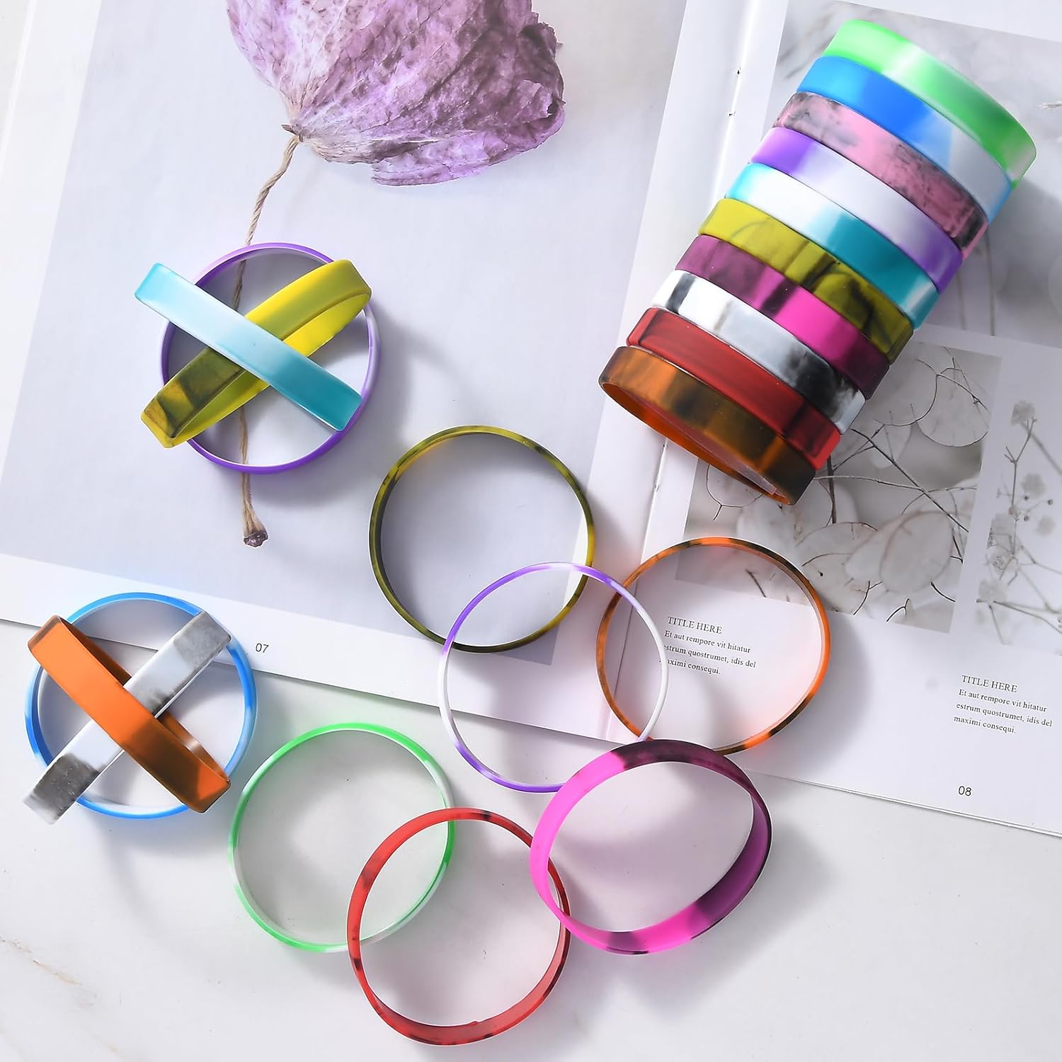 100 pulseras de silicona de colores, pulseras de goma de colores, pulseras deportivas lisas de silicona elástica para adultos, adolescentes,