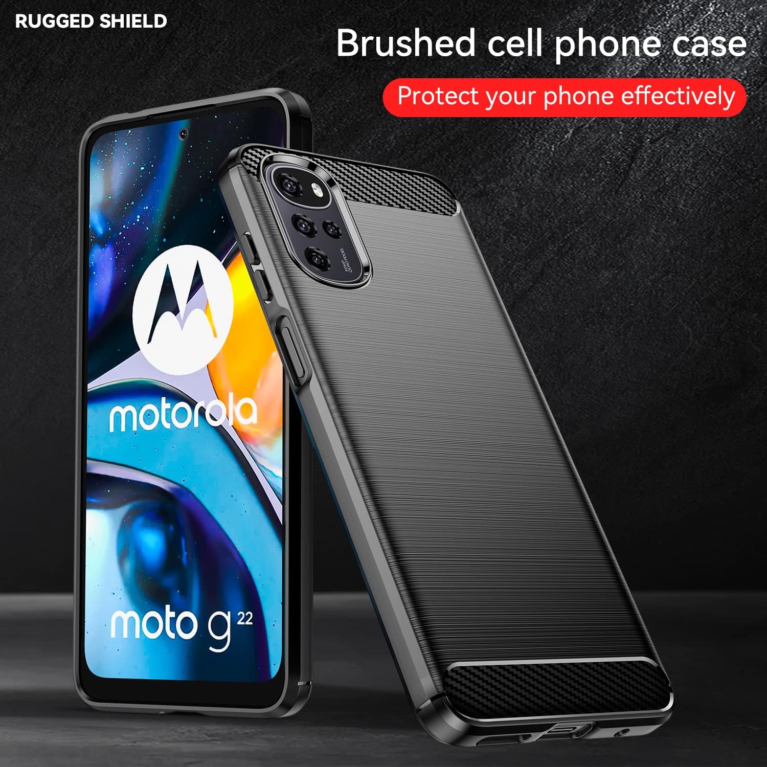 Asuwish Funda para Motorola Moto G22 con protector de pantalla de vidrio templado y accesorios para celda, funda delgada y suave de goma de silicona