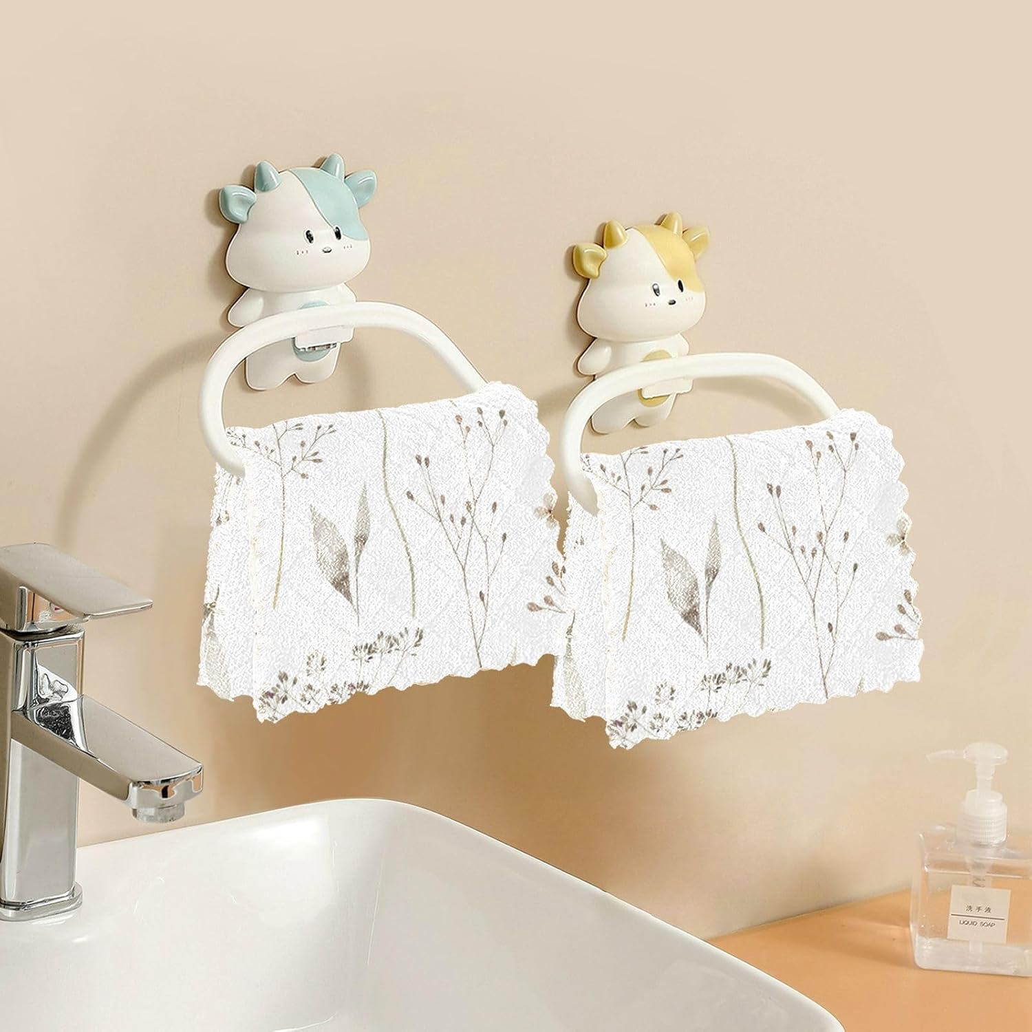 Wildflowers Leafs Soft Decor Kitchen Towel Microfiber Fast Drying Set of 6 Rags for Countertop Sink